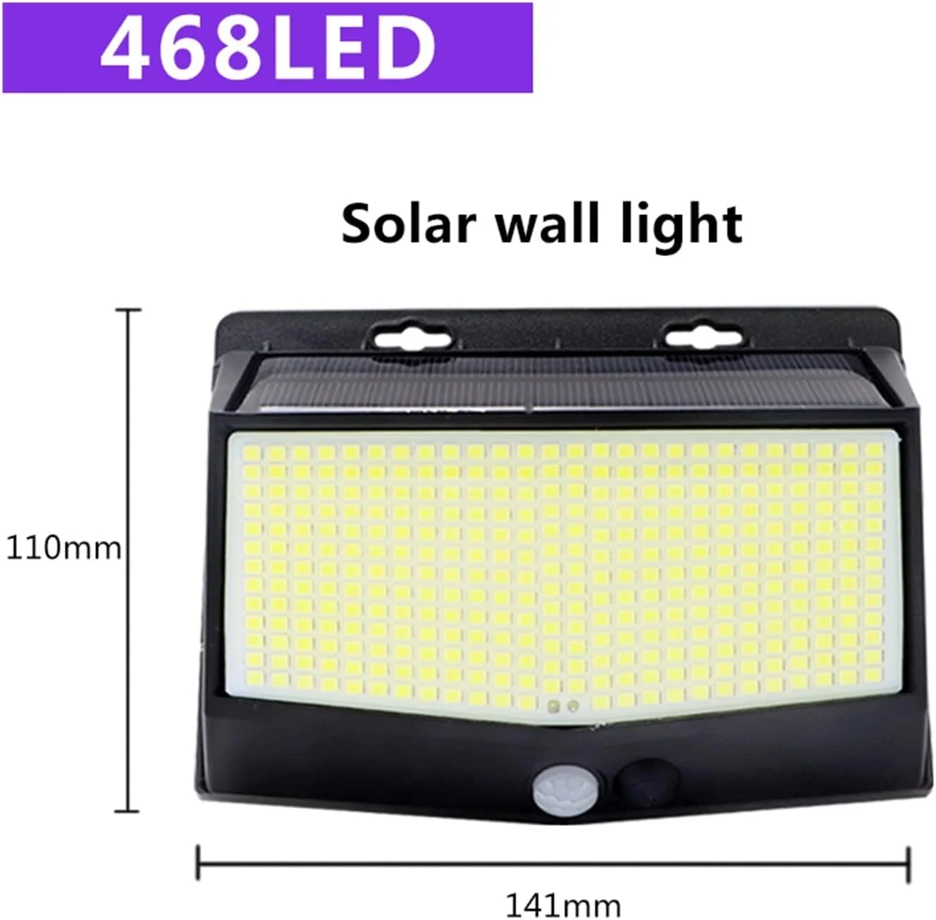 چراغ های خورشیدی WMGSDWB مناسب فضای باز، دارای 468 LED فوق العاده روشن، چراغ دیواری خورشیدی با حسگر حرکتی برای تزئین باغ