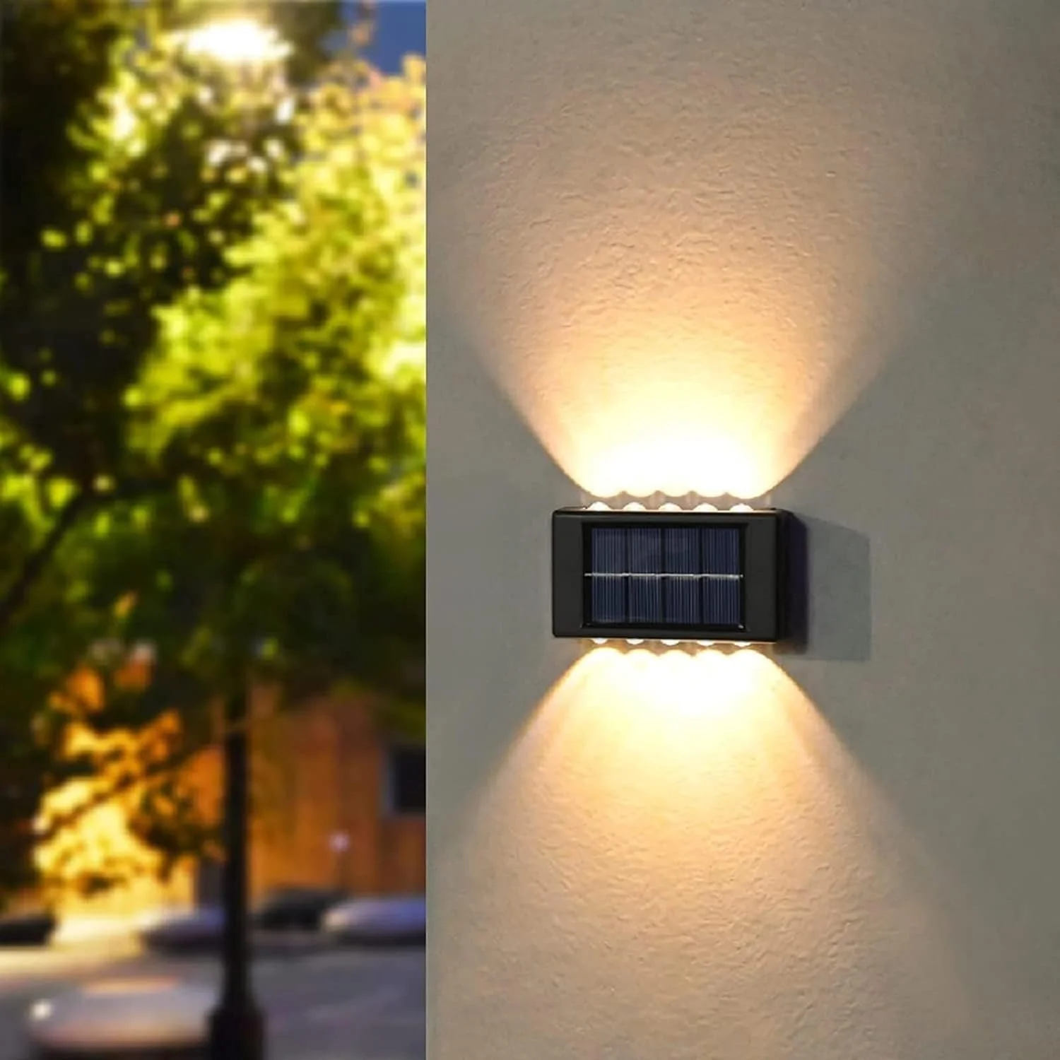 چراغ خورشیدی، 10 LED چراغ دیواری خورشیدی ضد آب برای پله ها، نرده ها، حیاط، پاسیو و مسیرهای بیرونی، دکور روشنایی کوچک بیرونی برای ایوان خانه و باغ. 2 عدد در 1 بسته