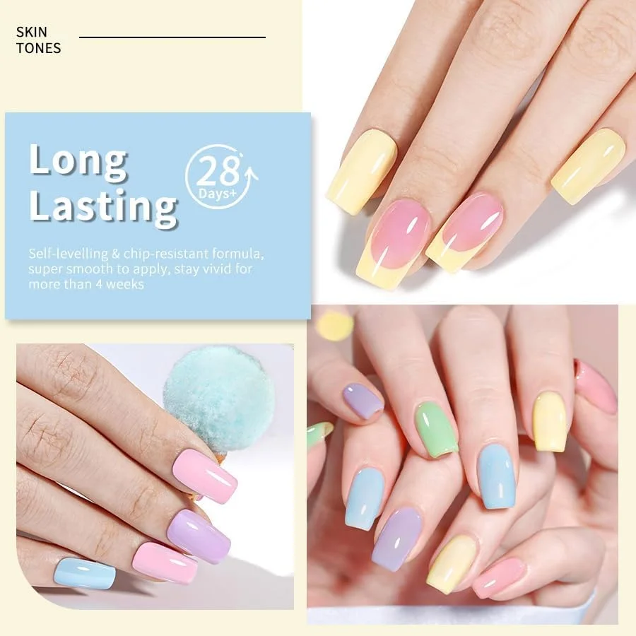 ست لاک ژل 9 عددی 15 میلی لیتری شامل کیت لاک ژل قرمز، صورتی، نود، لاک UV LED Soak Off مناسب استفاده خانگی، لایه رویی و لایه زیرین، هدیه D