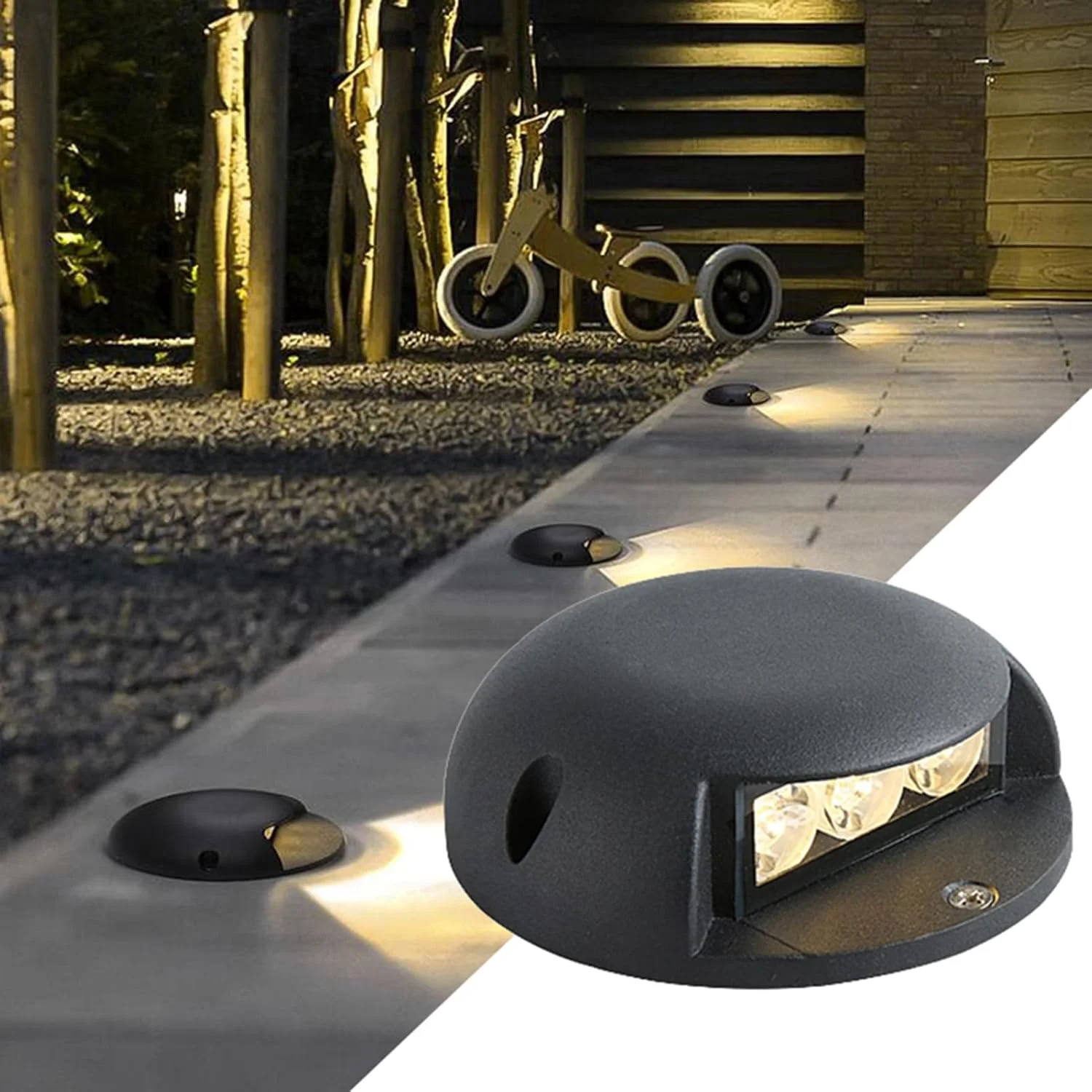 چراغ ال ای دی زیرزمینی، چراغ های زمینی ال ای دی فضای باز، ضد آب IP65، 1 طرف روشن، چراغ های دفنی ولتاژ پایین AC12/24V برای روشنایی منظره پل، باغ، مسیر، عرشه (سبز 4 وات)