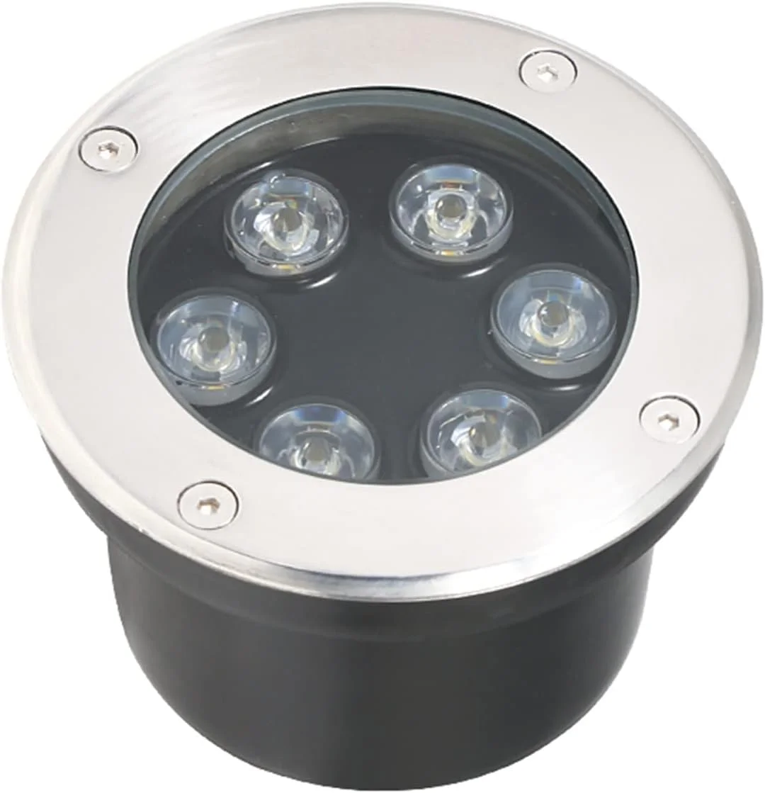 چراغ های LED دفنی 6 وات مناسب فضای باز، چراغ زیرزمینی LED ضد آب IP67، چراغ های گرد توکار برای مسیر، پاسیو، راهرو، عرشه و پله (آبی 6 وات)