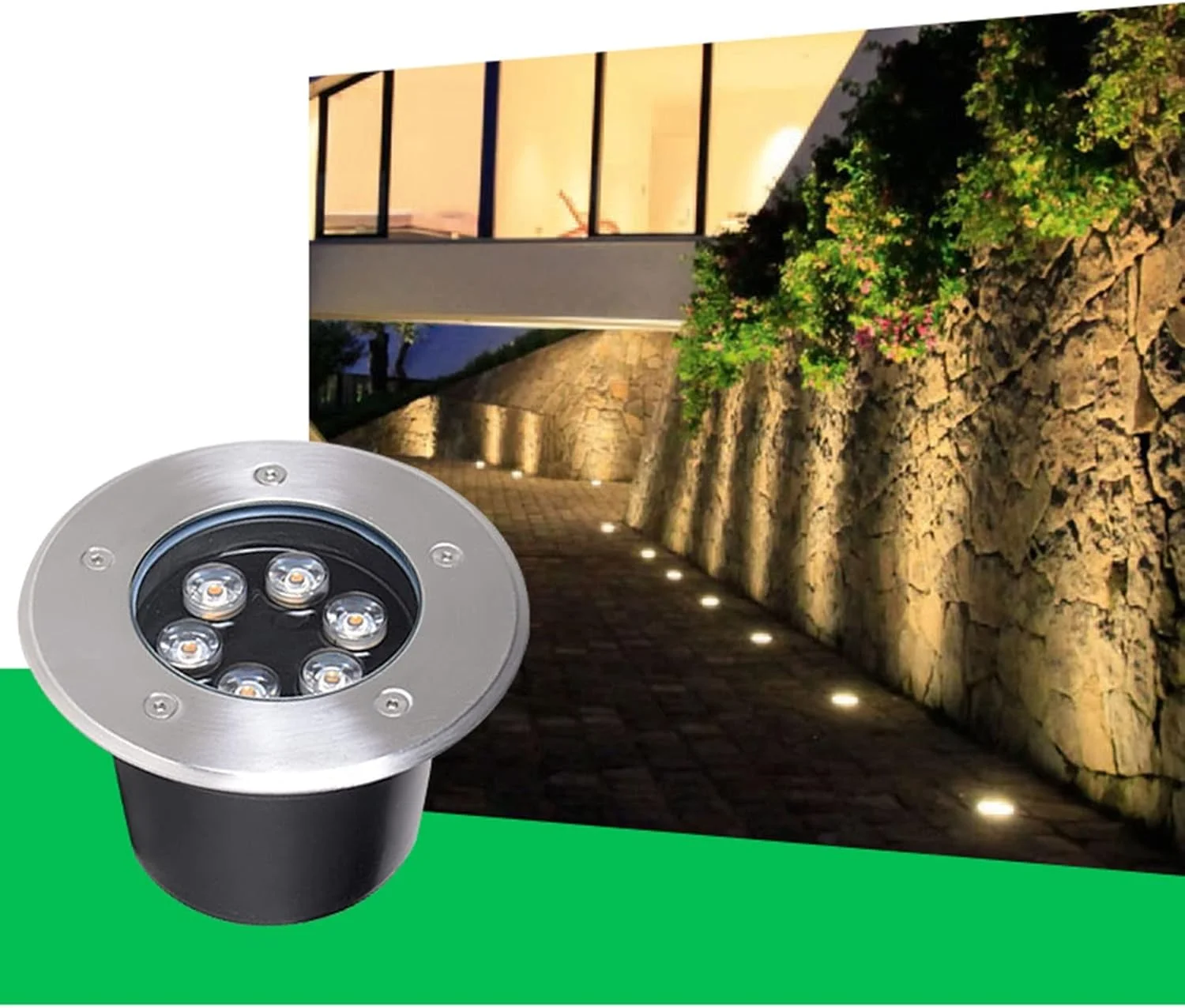 چراغ های LED دفنی 6 وات مناسب فضای باز، چراغ زیرزمینی LED ضد آب IP67، چراغ های گرد توکار برای مسیر، پاسیو، راهرو، عرشه و پله (آبی 6 وات)