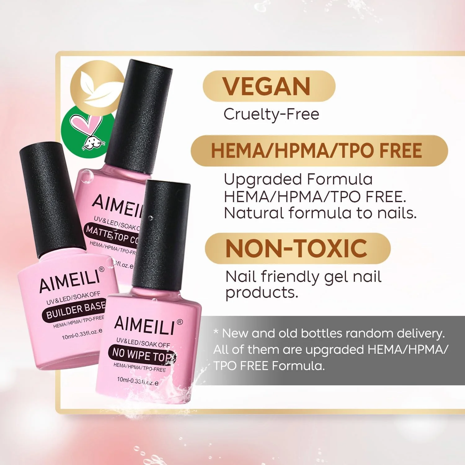 لاک ژل ناخن ایمیلی، بدون HEMA، بدون تست حیوانی، وگان - بیس کت، تاپ کت مات و تاپ کت بدون نیاز به تمیز کردن، ست 10 میلی لیتری لاک ژل ناخن ایمیلی، بدون HEMA، بدون تست حیوانی، وگان - بیس کت، تاپ کت مات و تاپ کت بدون نیاز به تمیز کردن، ست 10 میلی لیتری