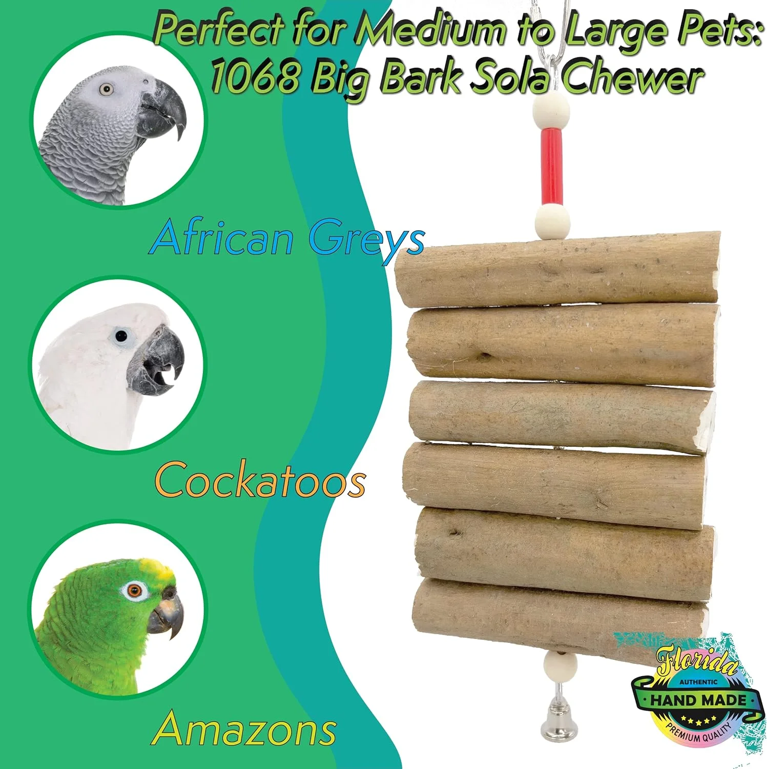 اسباب بازی جویدنی چوبی مدل 1068 Big Bark Sola Chewer - دست ساز، مناسب قفس پرندگان، چوب های طبیعی سولا با پوست، سرگرم کننده، خرد کردن آسان با نوک و پا، مناسب برای پرندگان متوسط جثه مانند کاسکو و آمازون اسباب بازی جویدنی چوبی مدل 1068 Big Bark Sola Chewer - دست ساز، مناسب قفس پرندگان، چوب های طبیعی سولا با پوست، سرگرم کننده، خرد کردن آسان با نوک و پا، مناسب برای پرندگان متوسط جثه مانند کاسکو و آمازون