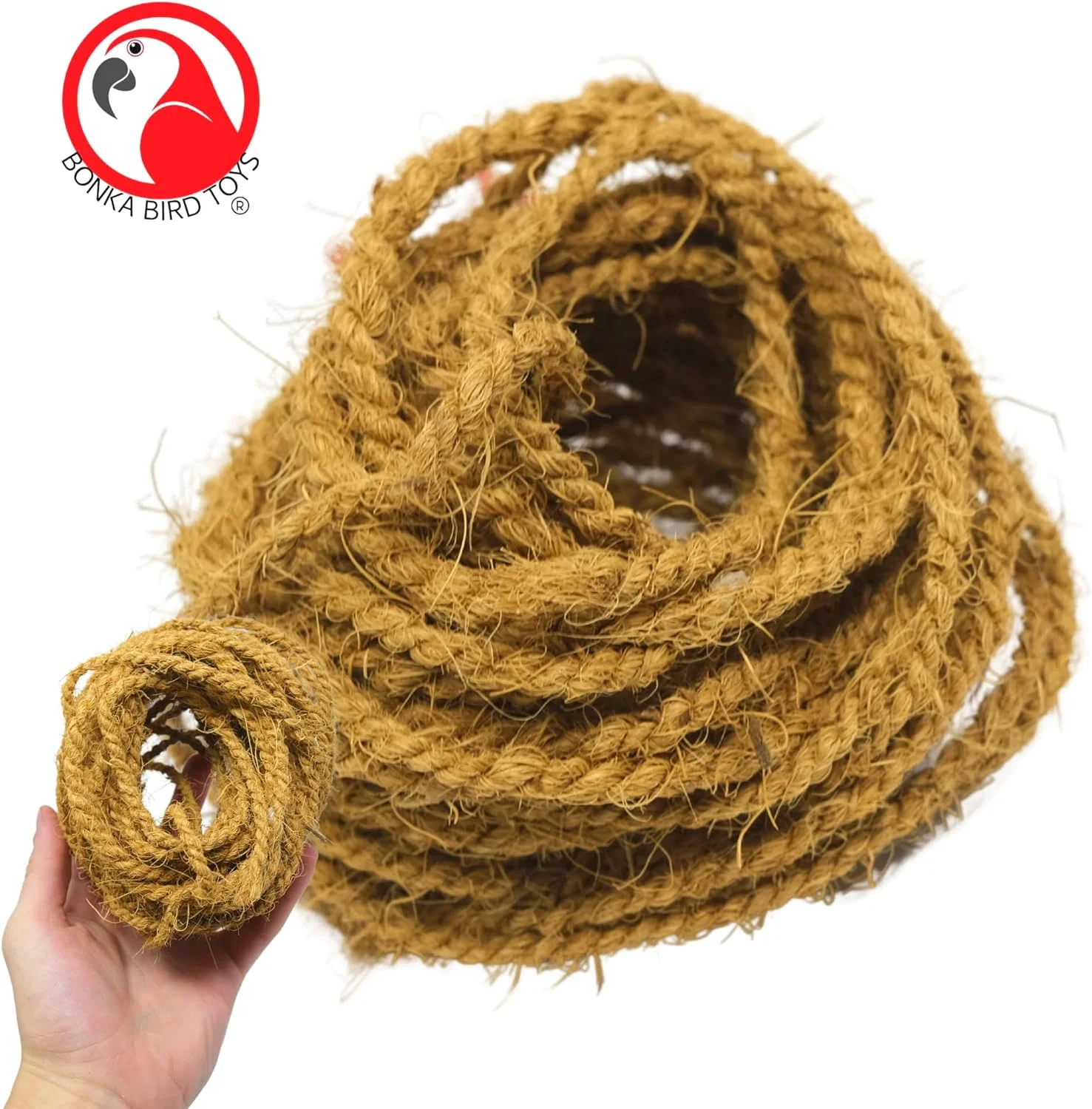 طناب الیاف نارگیل طبیعی بنکا برد تویز مدل 3855، طول 30 فوت، مناسب برای ساخت اسباب بازی پرندگان، پروژه های DIY، آمازون، ماکائو، کاسکو و پرندگان مشابه