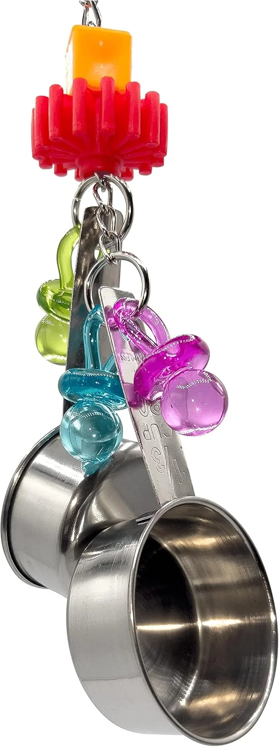 اسباب بازی پرنده مانداریان 1016 Paci Pot Banger M&M استیل ضد زنگ رنگارنگ بادوام دست ساز برای طوطی، عروس هلندی، گرینچیک، باجی، پاراکیت