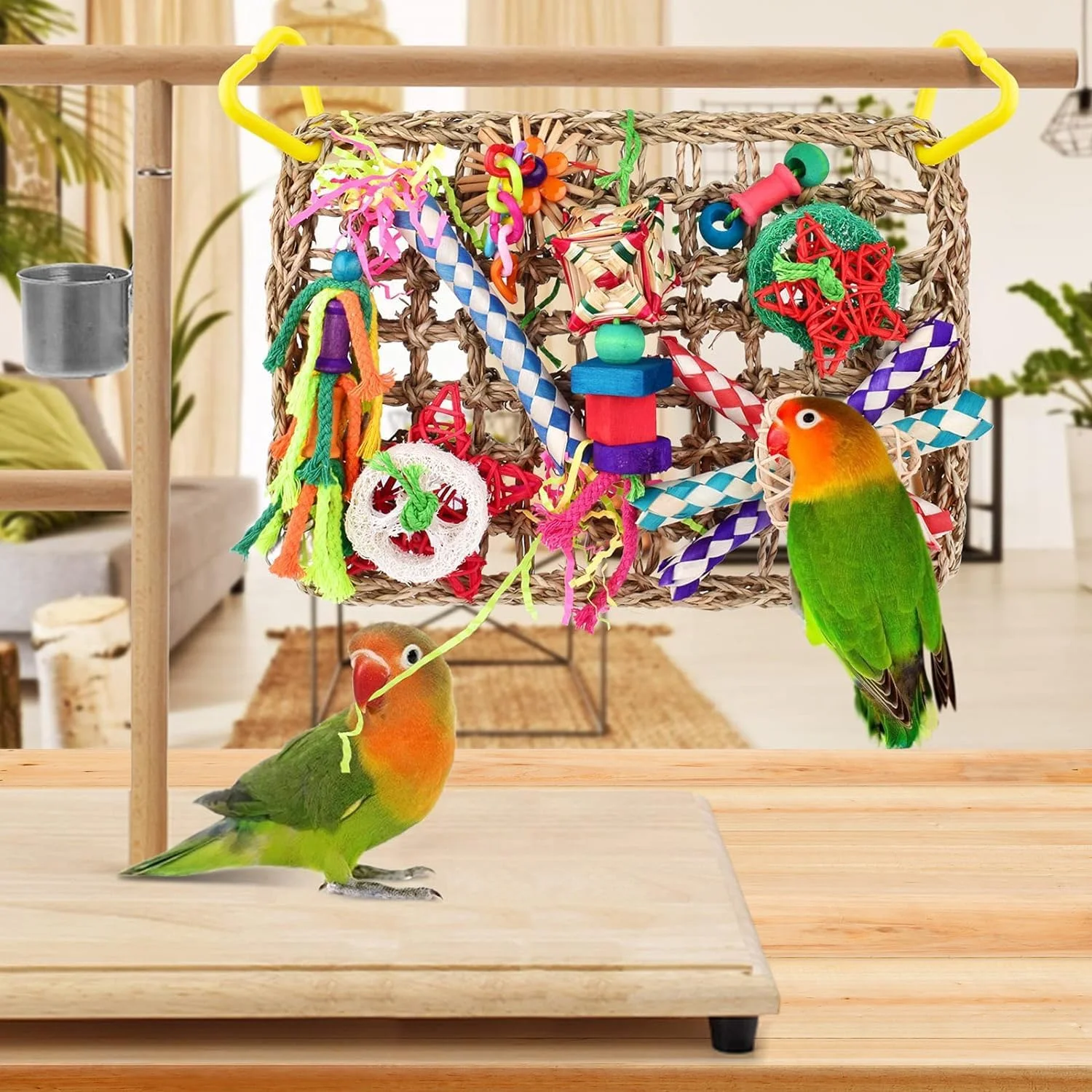 اسباب بازی پرندگان ماسرو، اسباب بازی دیواری جستجوی غذا برای پرندگان، حصیر نردبانی بافته شده از علف دریایی خوراکی با اسباب بازی های جویدنی رنگارنگ، مناسب برای مرغ عشق، فنچ، پاراکیت، مرغ باجریگار، کانور، عروس هلندی اسباب بازی پرندگان ماسرو، اسباب بازی دیواری جستجوی غذا برای پرندگان، حصیر نردبانی بافته شده از علف دریایی خوراکی با اسباب بازی های جویدنی رنگارنگ، مناسب برای مرغ عشق، فنچ، پاراکیت، مرغ باجریگار، کانور، عروس هلندی