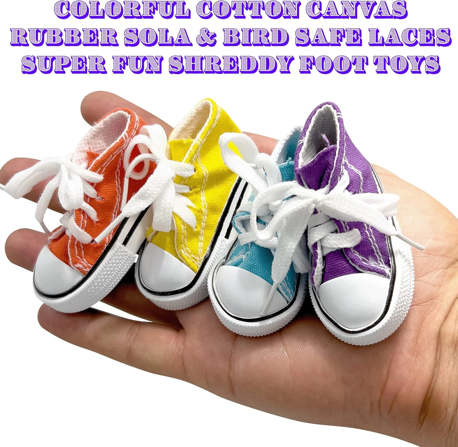 اسباب بازی پرنده Mandarin مدل 5000 Pk5 Sneaker Shredders M&M - اسباب بازی فوق العاده سرگرم کننده پنبه ای و لاستیکی ایمن برای حیوانات خانگی، مناسب برای پر کردن با مواد خوراکی، سرگرم کننده برای نوک و نژادهای مختلف پرندگان، بسته 5 عددی