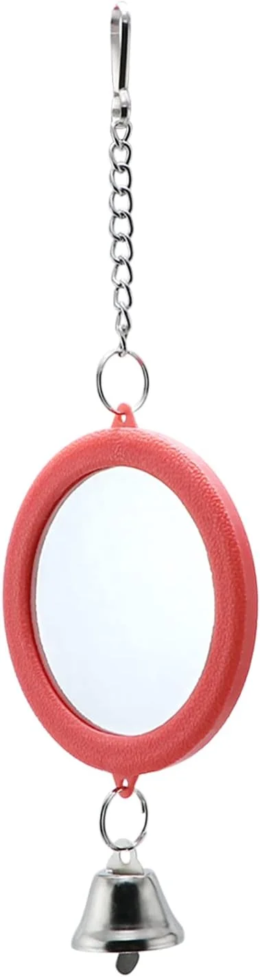 آینه پرنده وونتی با زنگوله، اسباب بازی تعاملی آویز طوطی برای کوکاتیل، مرغ عشق، قناری، لوازم جانبی قفس مرغ باجی (قرمز، 2 عدد)