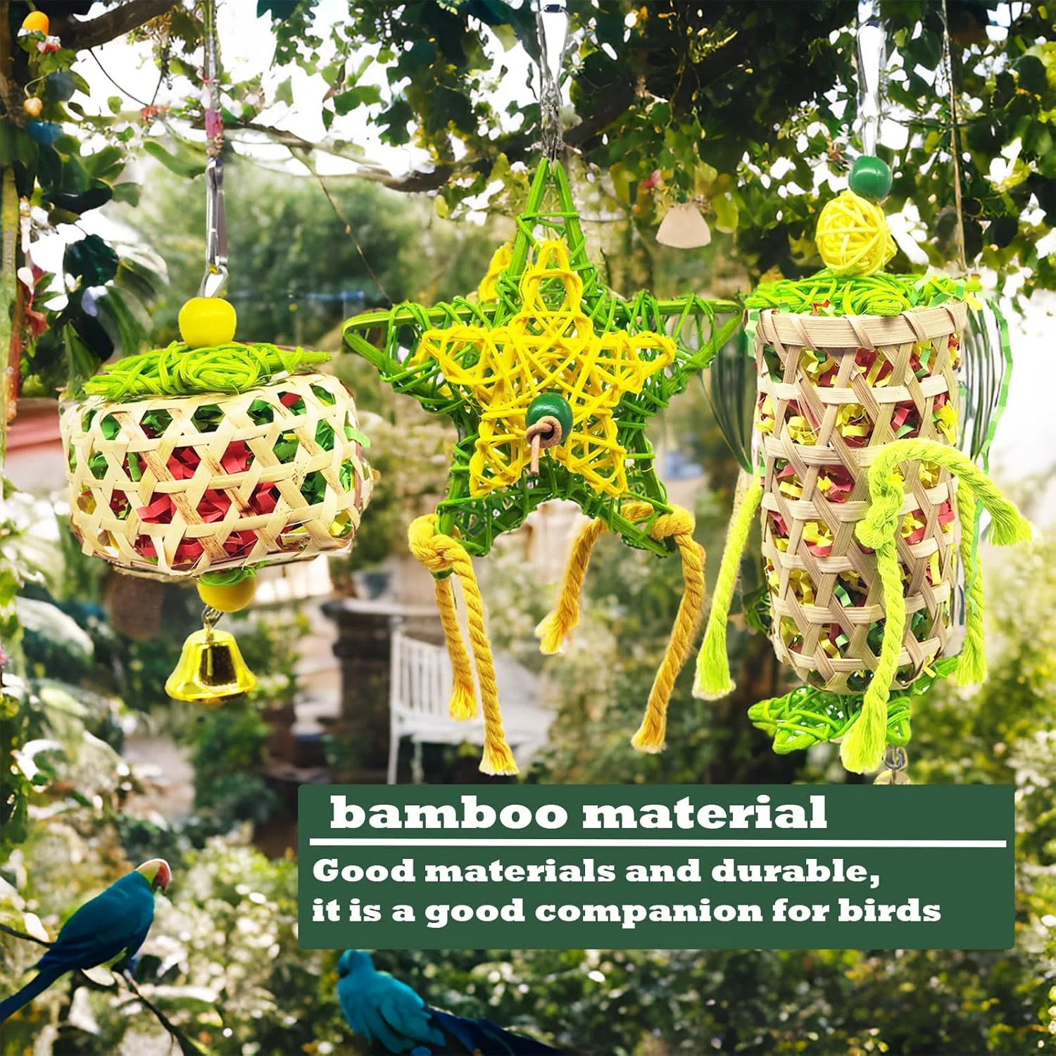 اسباب بازی های پرندگان YEVTAHT بسته 3 عددی، سبد خوراک جویدنی برای طوطی ها، اسباب بازی های کاغذی آویزان با زنگ برای طوطی برزیلی، عروس هلندی، خاکستری آفریقایی اسباب بازی های پرندگان YEVTAHT بسته 3 عددی، سبد خوراک جویدنی برای طوطی ها، اسباب بازی های کاغذی آویزان با زنگ برای طوطی برزیلی، عروس هلندی، خاکستری آفریقایی