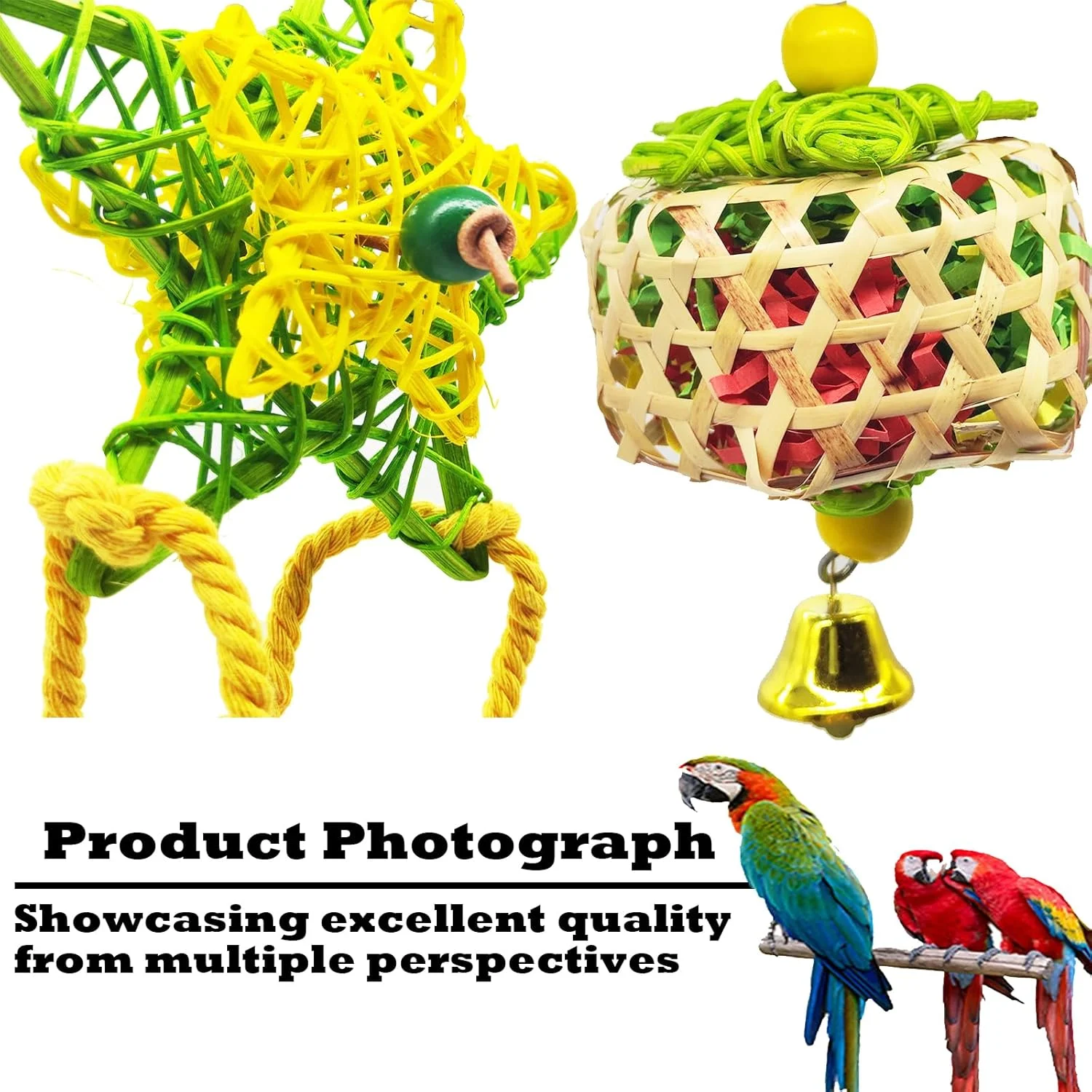 اسباب بازی های پرندگان YEVTAHT بسته 3 عددی، سبد خوراک جویدنی برای طوطی ها، اسباب بازی های کاغذی آویزان با زنگ برای طوطی برزیلی، عروس هلندی، خاکستری آفریقایی اسباب بازی های پرندگان YEVTAHT بسته 3 عددی، سبد خوراک جویدنی برای طوطی ها، اسباب بازی های کاغذی آویزان با زنگ برای طوطی برزیلی، عروس هلندی، خاکستری آفریقایی