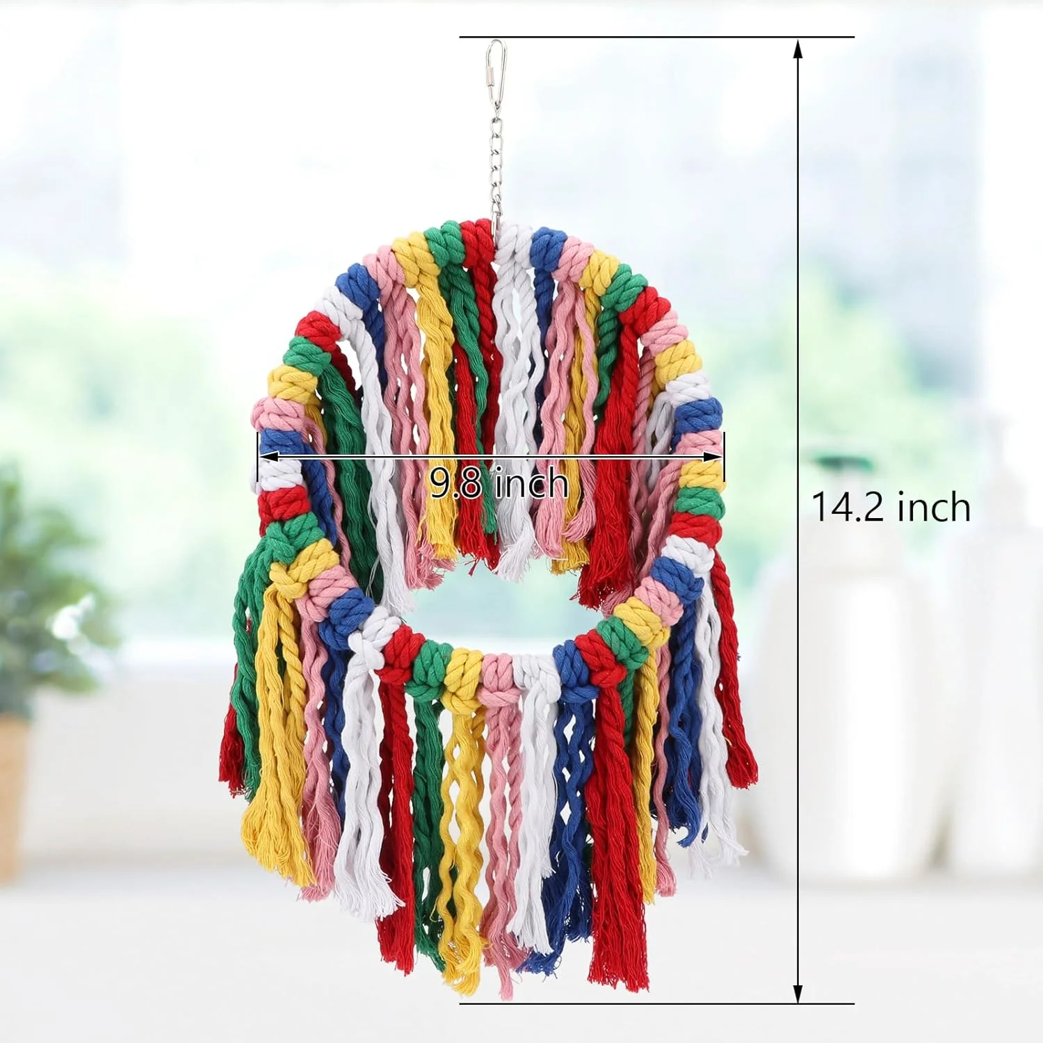 طناب جویدنی پرنده Wontee، اسباب بازی های گاز گرفتن قفس طوطی، حلقه آویز رنگارنگ، تاب، نشیمنگاه برای عروس هلندی، کانور، کوآکر، خاکستری آفریقایی، طوطی آمازون