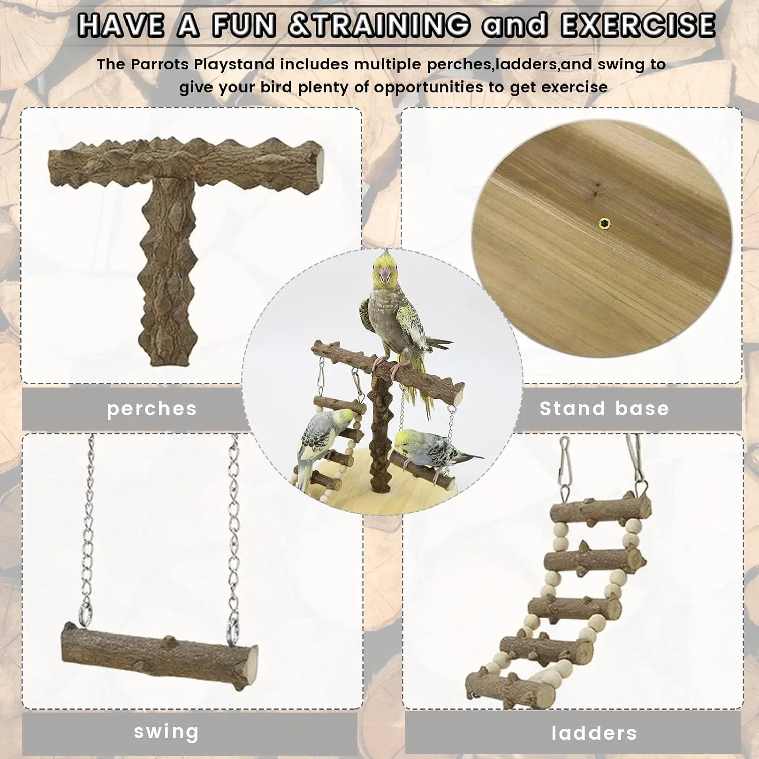 زمین بازی پرنده WishesMar، استند بازی طوطی ساده با تاب و نردبان صعود، قفس زمین بازی مرغ عشق کوچک، اسباب بازی های ورزشی باشگاه ورزشی برای طوطی های پاراکیت، چوبی، اندازه حدود 8.6x8.6x8.5 اینچ زمین بازی پرنده WishesMar، استند بازی طوطی ساده با تاب و نردبان صعود، قفس زمین بازی مرغ عشق کوچک، اسباب بازی های ورزشی باشگاه ورزشی برای طوطی های پاراکیت، چوبی، اندازه حدود 8.6x8.6x8.5 اینچ