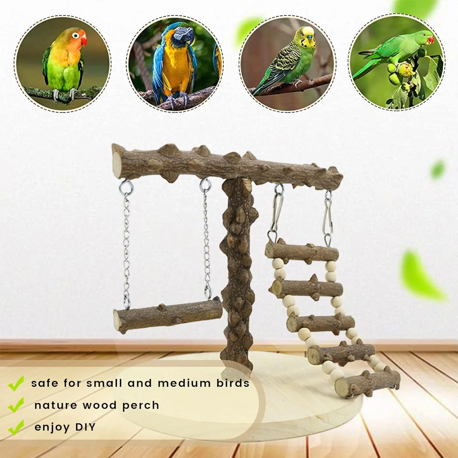 زمین بازی پرنده WishesMar، استند بازی طوطی ساده با تاب و نردبان صعود، قفس زمین بازی مرغ عشق کوچک، اسباب بازی های ورزشی باشگاه ورزشی برای طوطی های پاراکیت، چوبی، اندازه حدود 8.6x8.6x8.5 اینچ زمین بازی پرنده WishesMar، استند بازی طوطی ساده با تاب و نردبان صعود، قفس زمین بازی مرغ عشق کوچک، اسباب بازی های ورزشی باشگاه ورزشی برای طوطی های پاراکیت، چوبی، اندازه حدود 8.6x8.6x8.5 اینچ