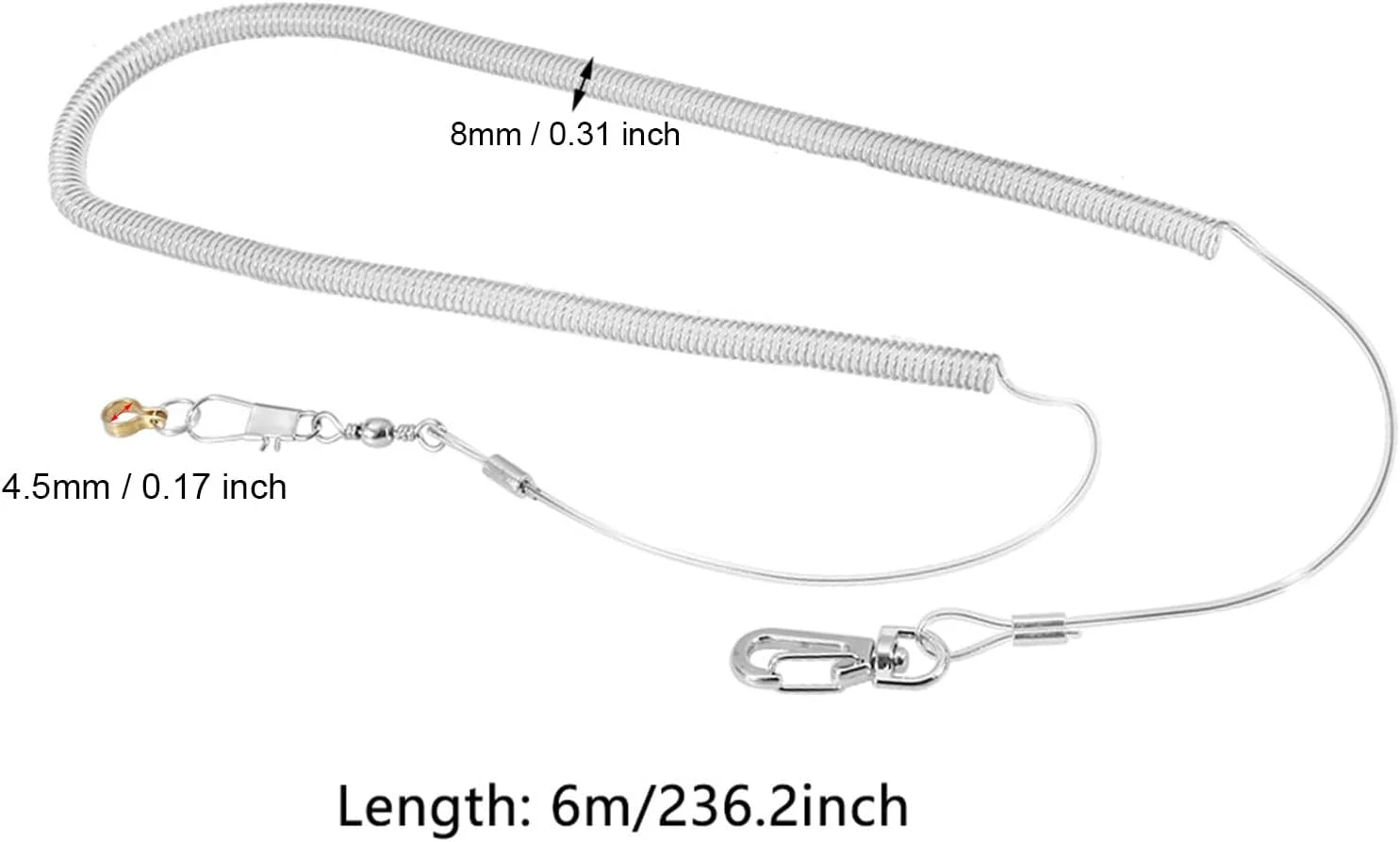 کیت طناب آموزش پرواز طوطی 6 متری، قابل تنظیم، ضد گاز گرفتن، مناسب برای تمرین پرواز پرندگان، طناب مهار پرنده، مناسب برای فضای باز، نقره ای، 4.5 میلی متر