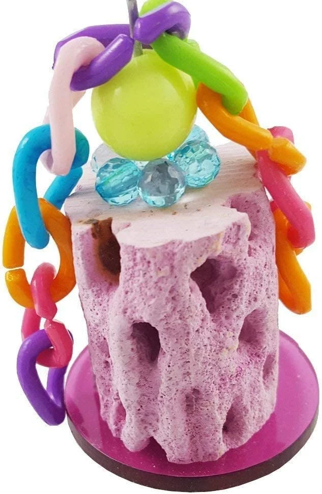 اسباب بازی جویدنی سنگ کلسیم برای پرندگان، طوطی، مرغ عشق، عروس هلندی، گرین کانور، جربیل، موش، خوکچه هندی و چینچیلا (رنگ تصادفی)