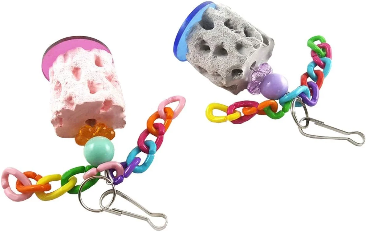 اسباب بازی جویدنی سنگ کلسیم برای پرندگان، طوطی، مرغ عشق، عروس هلندی، گرین کانور، جربیل، موش، خوکچه هندی و چینچیلا (رنگ تصادفی)