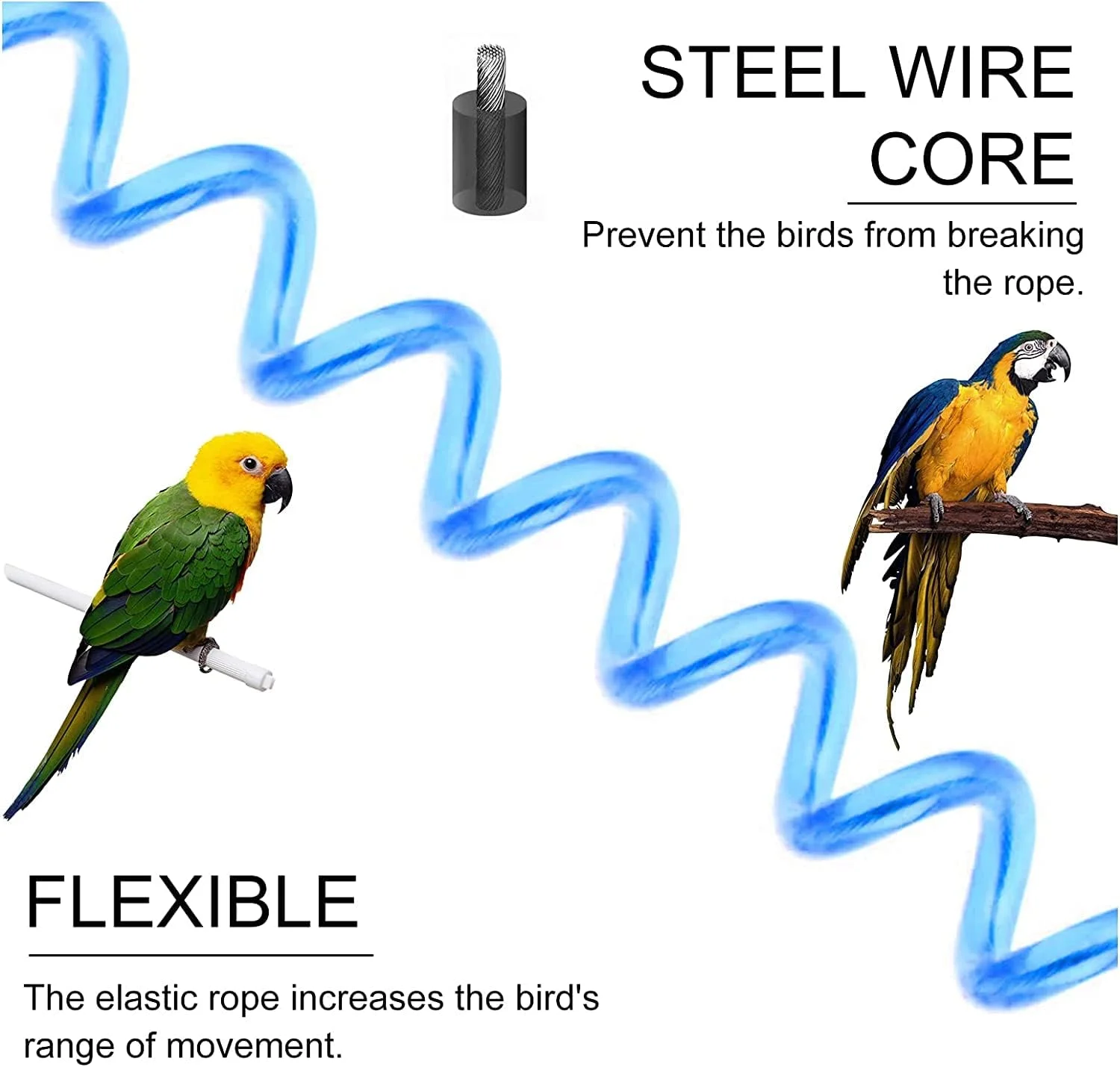 هارنس پرواز طوطی SYOSI - بند آموزشی 6 متری ضد گاز گرفتن با 3 حلقه پا برای ماکائو، کاسکو، مرغ عشق