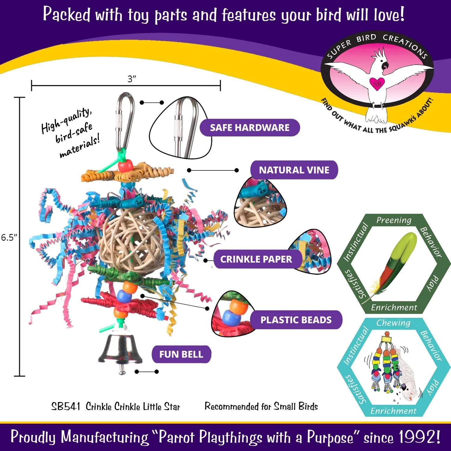 اسباب بازی پرنده ستاره کوچک چین دار سوپربیرد کریشنز SB541 - سایز کوچک، مناسب برای عروس هلندی، مرغ عشق و پرندگان کوچک - اسباب بازی جستجو و جویدنی - اسباب بازی محرک برای غنی سازی محیط - 15x5 سانتی متر اسباب بازی پرنده ستاره کوچک چین دار سوپربیرد کریشنز SB541 - سایز کوچک، مناسب برای عروس هلندی، مرغ عشق و پرندگان کوچک - اسباب بازی جستجو و جویدنی - اسباب بازی محرک برای غنی سازی محیط - 15x5 سانتی متر