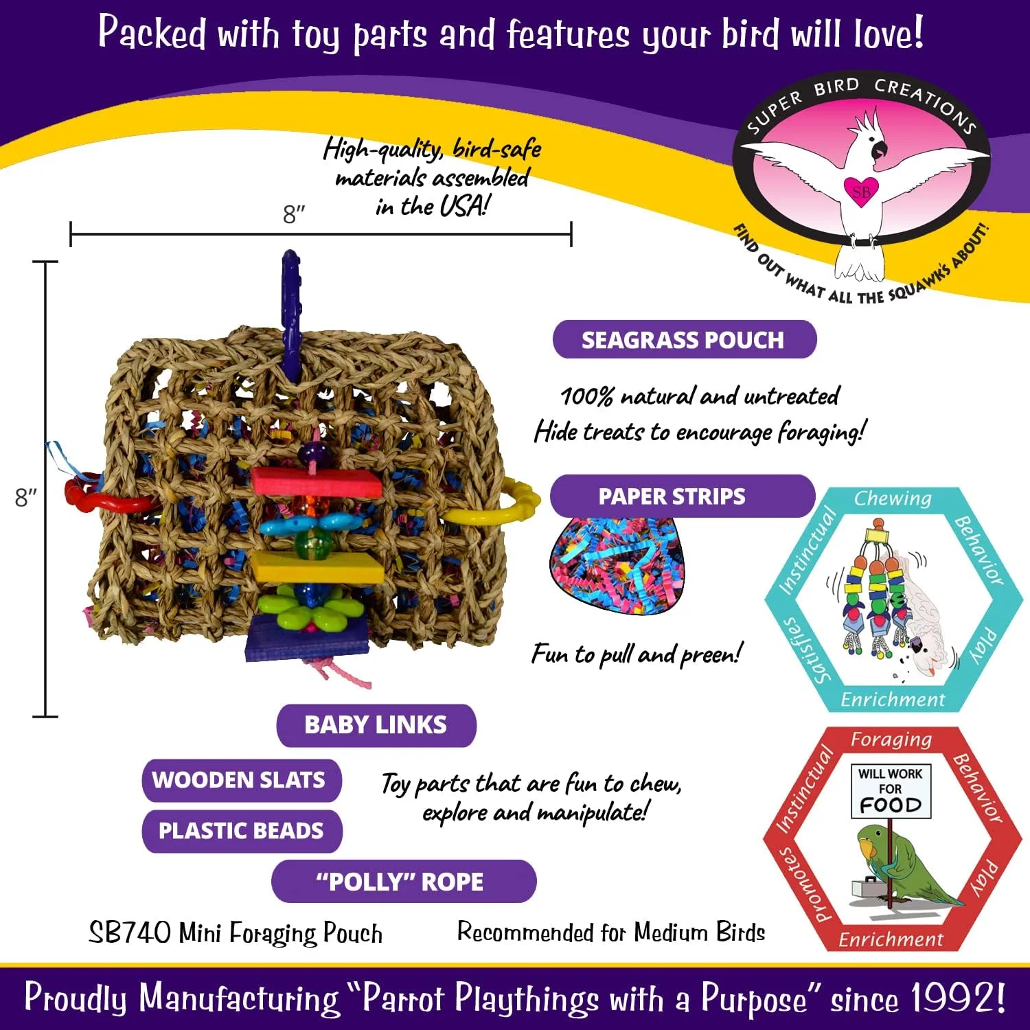 اسباب بازی کیسه ای کوچک SUPERBIRD Super Bird Creations برای جستجوی غذا برای پرندگان