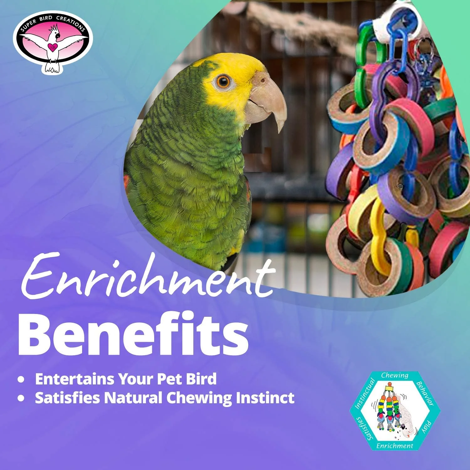 اسباب بازی پرنده کاسکید بیگل کاغذی جویدنی سوپربیرد مدل SB1107 با زنجیرهای پلاستیکی رنگارنگ، سایز بزرگ، 38 × 11.5 سانتی متر اسباب بازی پرنده کاسکید بیگل کاغذی جویدنی سوپربیرد مدل SB1107 با زنجیرهای پلاستیکی رنگارنگ، سایز بزرگ، 38 × 11.5 سانتی متر