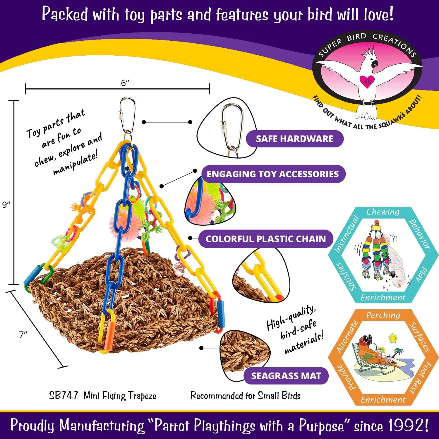 اسباب بازی مینی تراپز پرنده Super Bird Creations SB747، سایز پرنده کوچک، 15.24 x 17.78 x 22.86 سانتی متر اسباب بازی مینی تراپز پرنده Super Bird Creations SB747، سایز پرنده کوچک، 15.24 x 17.78 x 22.86 سانتی متر