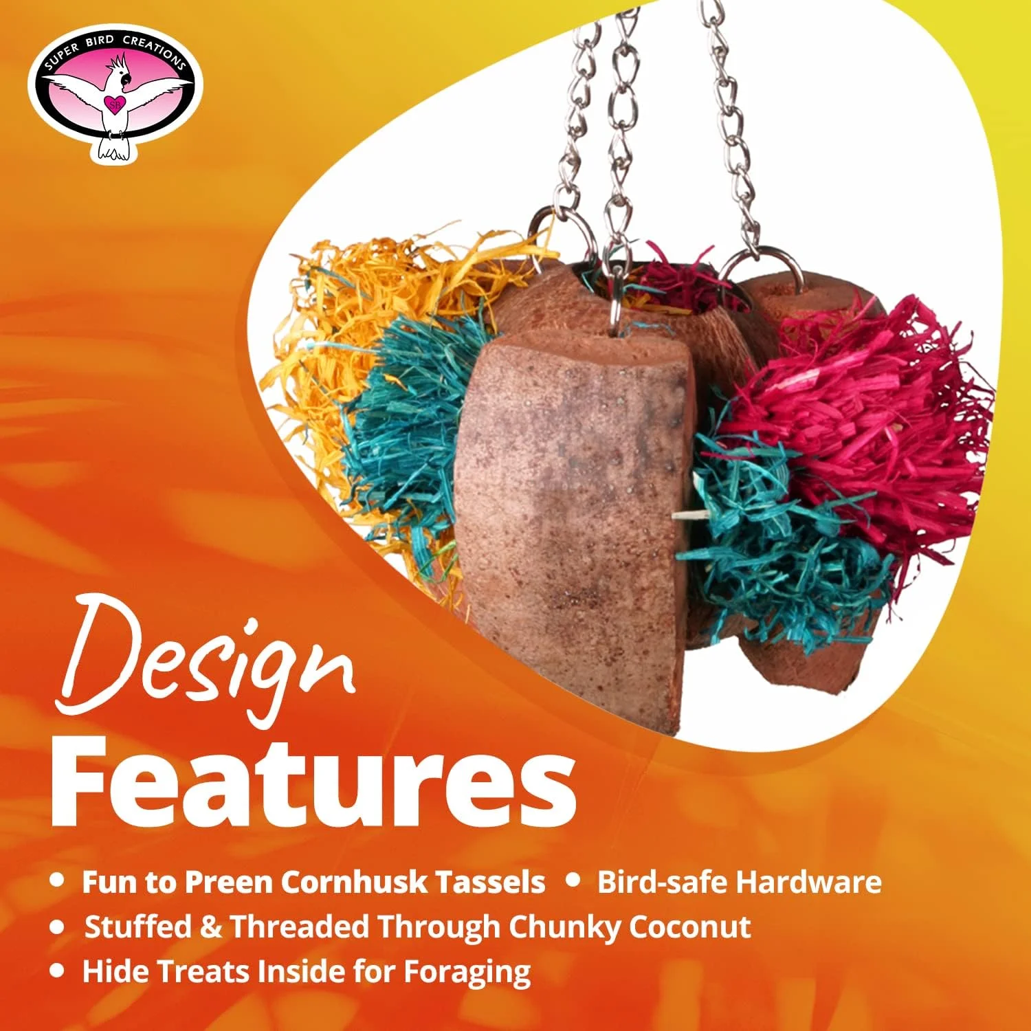 اسباب بازی پرنده بزرگ Super Bird Creations SB51115 مدل Coco Corn Husk، سایز بزرگ، 37cm x 18cm x 18cm اسباب بازی پرنده بزرگ Super Bird Creations SB51115 مدل Coco Corn Husk، سایز بزرگ، 37cm x 18cm x 18cm