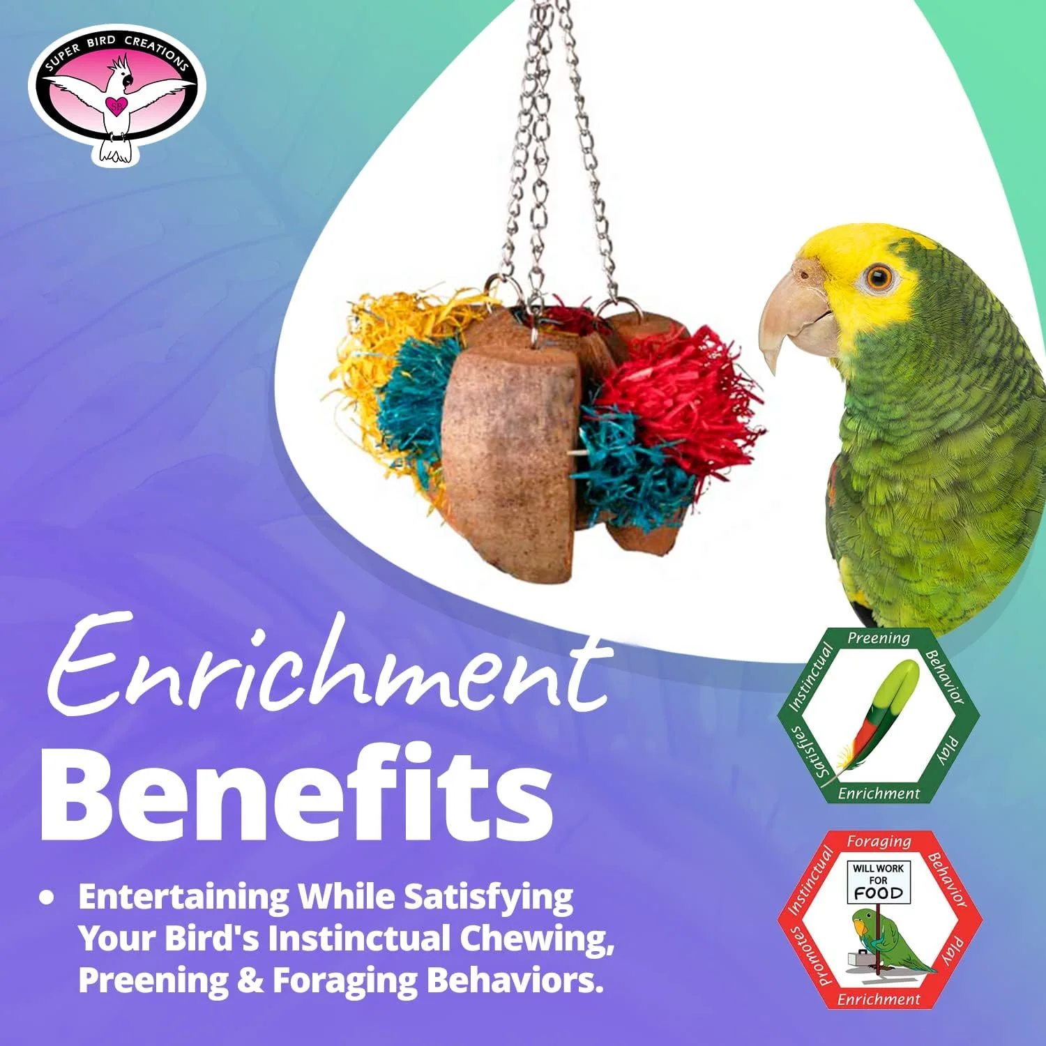 اسباب بازی پرنده بزرگ Super Bird Creations SB51115 مدل Coco Corn Husk، سایز بزرگ، 37cm x 18cm x 18cm اسباب بازی پرنده بزرگ Super Bird Creations SB51115 مدل Coco Corn Husk، سایز بزرگ، 37cm x 18cm x 18cm