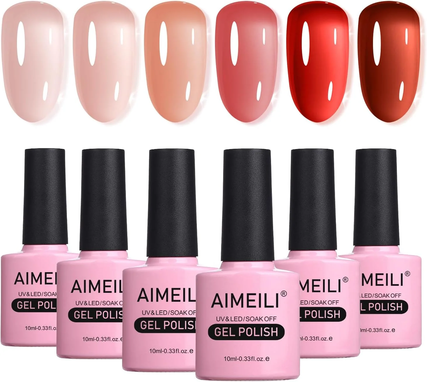 لاک ژل ناخن شفاف آیمیلی، ژله ای یخی، خیس خورده، یو وی ال ای دی، بدون هما، وگان، بدون تست حیوانی، کیت ورنیش سالنی با 6 رنگ و 78