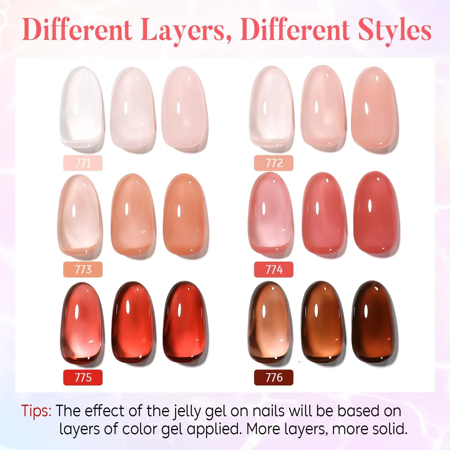 لاک ژل ناخن شفاف آیمیلی، ژله ای یخی، خیس خورده، یو وی ال ای دی، بدون هما، وگان، بدون تست حیوانی، کیت ورنیش سالنی با 6 رنگ و 78 لاک ژل ناخن شفاف آیمیلی، ژله ای یخی، خیس خورده، یو وی ال ای دی، بدون هما، وگان، بدون تست حیوانی، کیت ورنیش سالنی با 6 رنگ و 78