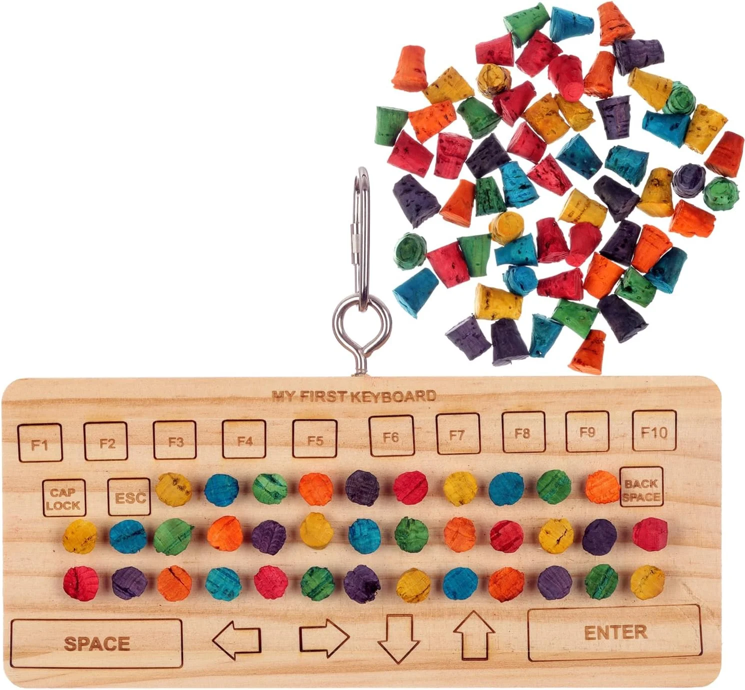 اسباب بازی صفحه کلید پرنده Super Bird Creations SB1225 - پایه صفحه کلید چوبی سخت با چوب پنبه های جویدنی - اسباب بازی آموزشی همه کاره طوطی برای سرگرمی جستجو و انگیزه غریزی - ایده آل برای پرندگان کوچک تا متوسط