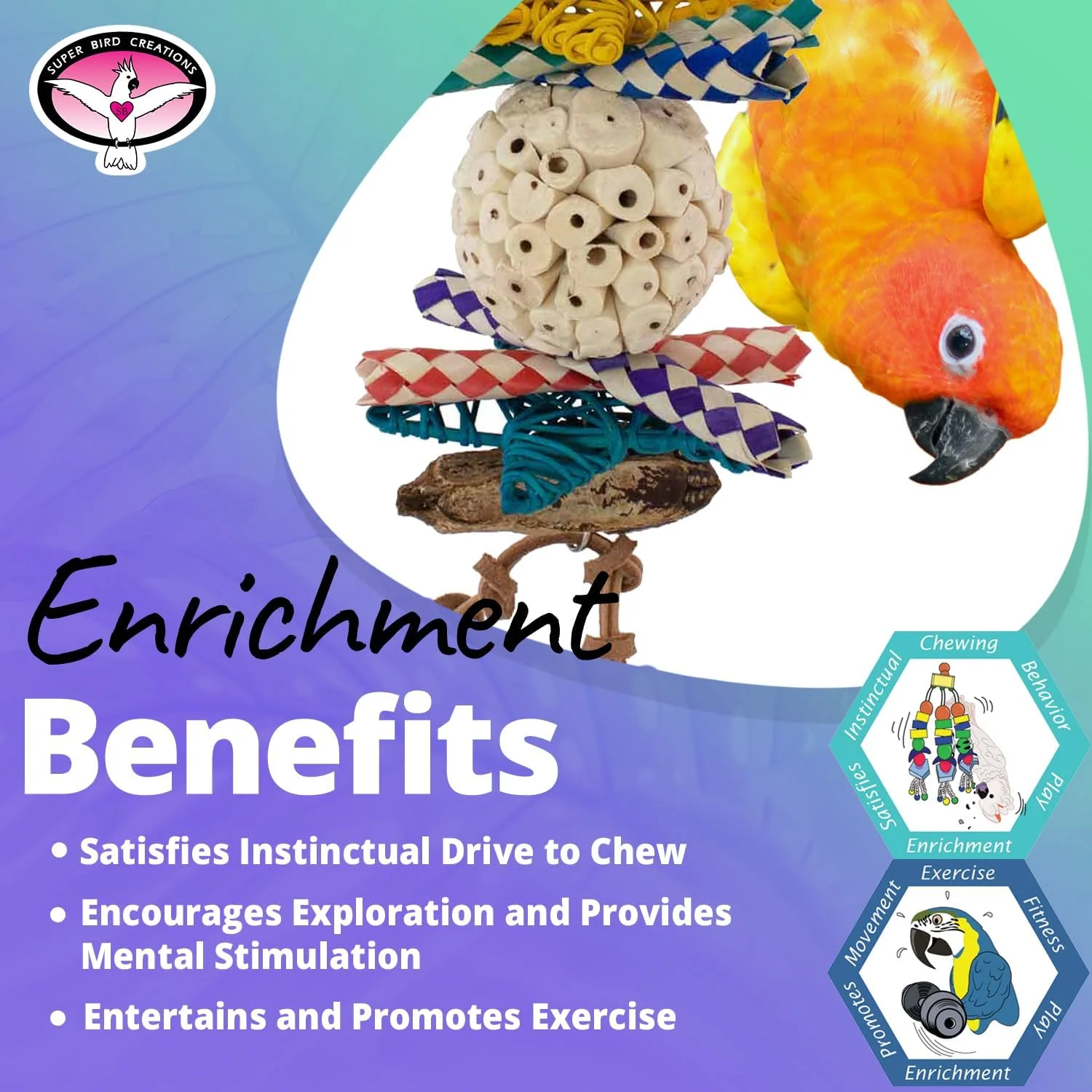 اسباب بازی توپی Sola مدل SB1240 Super Bird Creations - Sola و غلاف های چوب ماهون با قابلیت جویدن آسان - فعالیت های پرندگان دست ساز طراحی شده برای طوطی های گردن حلقه ای، متوسط، کایک - ایده آل برای اندازه پرنده متوسط اسباب بازی توپی Sola مدل SB1240 Super Bird Creations - Sola و غلاف های چوب ماهون با قابلیت جویدن آسان - فعالیت های پرندگان دست ساز طراحی شده برای طوطی های گردن حلقه ای، متوسط، کایک - ایده آل برای اندازه پرنده متوسط