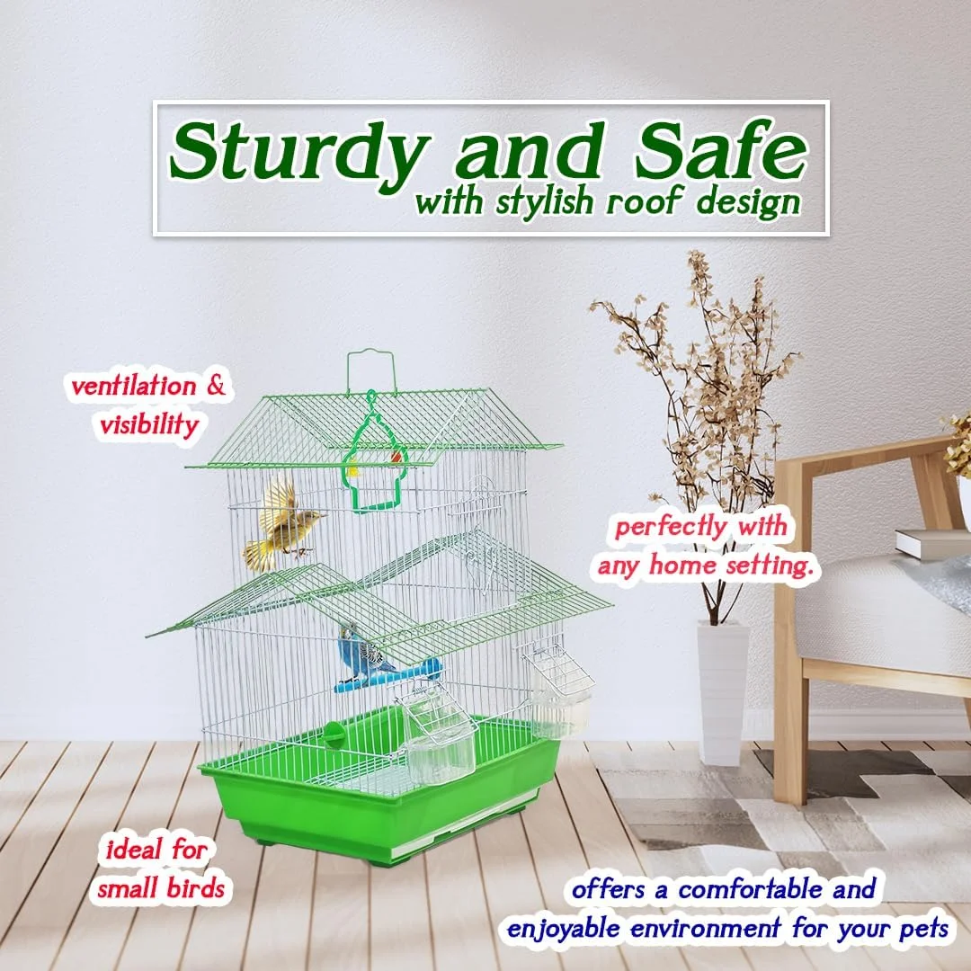 قفس پرنده کوچک با دسته حمل، میله نشیمن، اسباب بازی آویز، سینی کشویی و فنجان های غذا، قفس مسافرتی 49 سانتی متری برای پرندگان کوچک، استفاده در فضای داخلی و خارجی، تمیز کردن آسان (سبز) قفس پرنده کوچک با دسته حمل، میله نشیمن، اسباب بازی آویز، سینی کشویی و فنجان های غذا، قفس مسافرتی 49 سانتی متری برای پرندگان کوچک، استفاده در فضای داخلی و خارجی، تمیز کردن آسان (سبز)