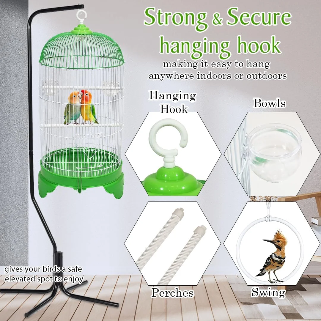 قفس پرنده با سقف گنبدی شکل، قلاب آویز، فنجان های غذاخوری، میله های پلاستیکی، تاب و طراحی سیم محکم، قفس حمل پرنده مسافرتی 73 سانتی متری برای پرندگان کوچک، تمیز کردن آسان، قفس داخلی-خارجی (سبز) قفس پرنده با سقف گنبدی شکل، قلاب آویز، فنجان های غذاخوری، میله های پلاستیکی، تاب و طراحی سیم محکم، قفس حمل پرنده مسافرتی 73 سانتی متری برای پرندگان کوچک، تمیز کردن آسان، قفس داخلی-خارجی (سبز)