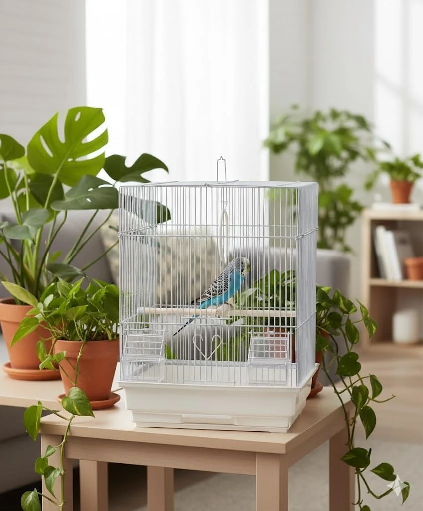 قفس پرنده هایسن پت، طراحی سیم فلزی 2 طبقه، 39 x 23 x 30 سانتی متر، سفید، با دو ایستگاه تغذیه و سینی قابل جابجایی قفس پرنده هایسن پت، طراحی سیم فلزی 2 طبقه، 39 x 23 x 30 سانتی متر، سفید، با دو ایستگاه تغذیه و سینی قابل جابجایی