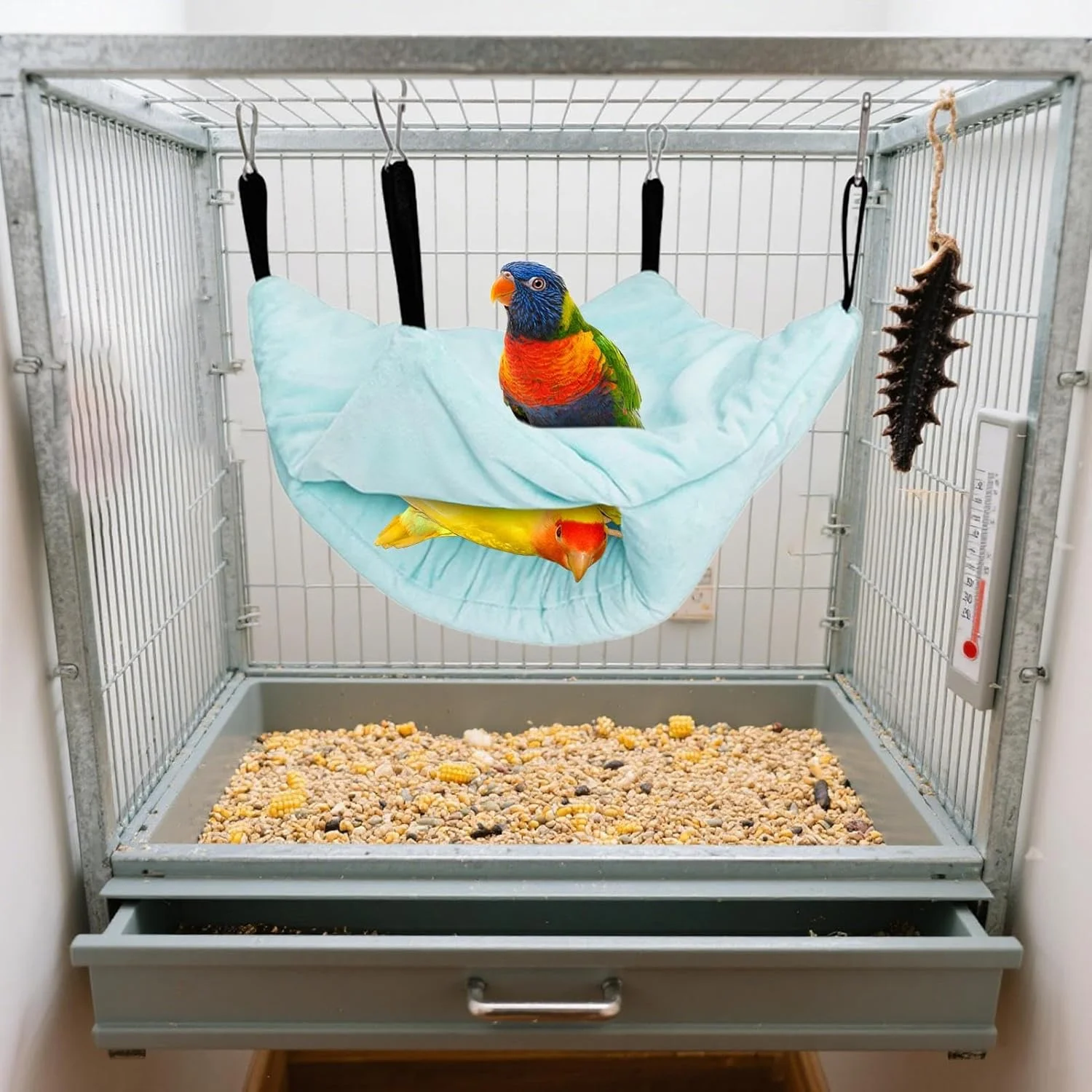 تخت آویز گرم پرنده - تخت پرنده گرم دو لایه زمستانی | لوازم حیوانات خانگی برای تغذیه، لانه سازی، نشیمنگاه، نگهداری در قفس، بازی، خوابیدن، استراحت کردن، پنهان شدن و دکوراسیون فضای باز