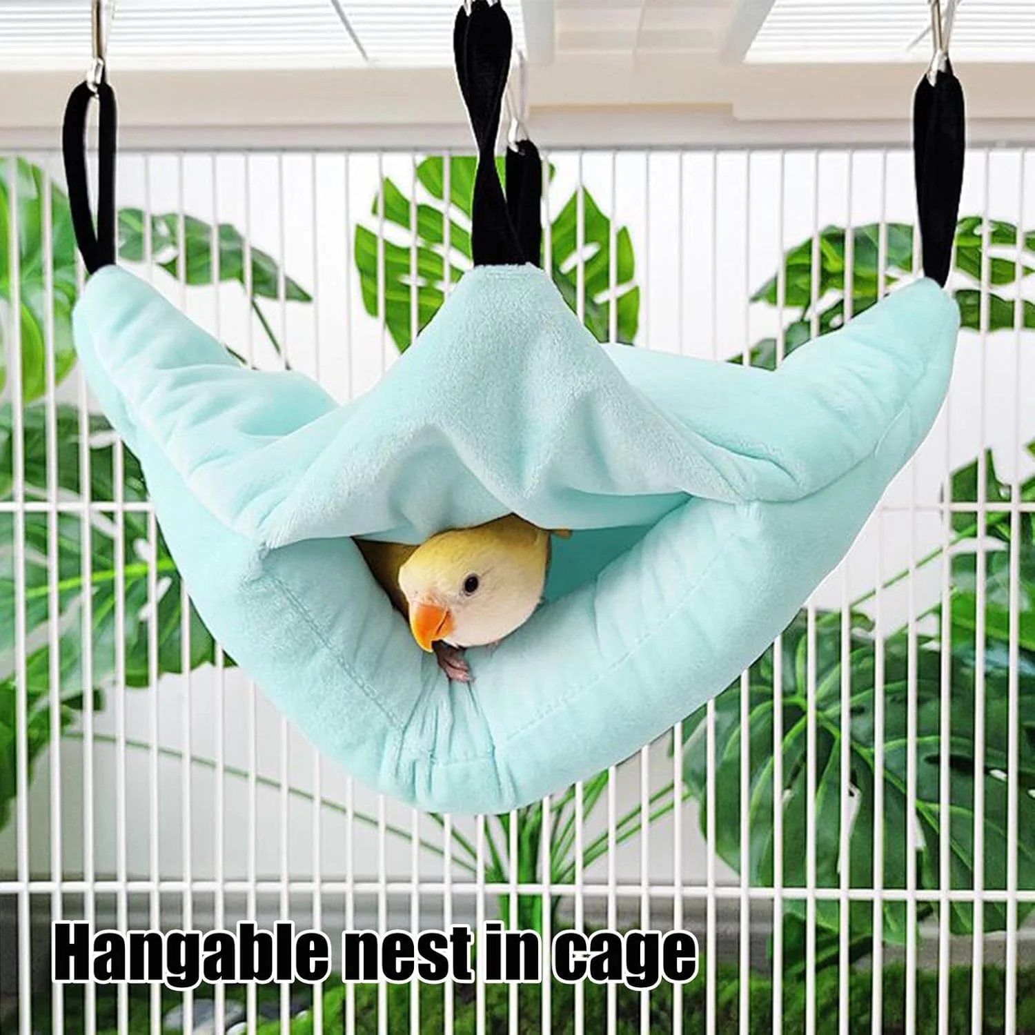 تخت خواب گرم پرنده برای قفس - هاموک پرنده قفس دو لایه - لوازم جانبی حیوانات خانگی برای نگهداری، تغذیه، پرورش، نشستن، خوابیدن، زمستان، داخل خانه، مخفی شدن، تزئین، بازی، استراحت، قفس پرندگان