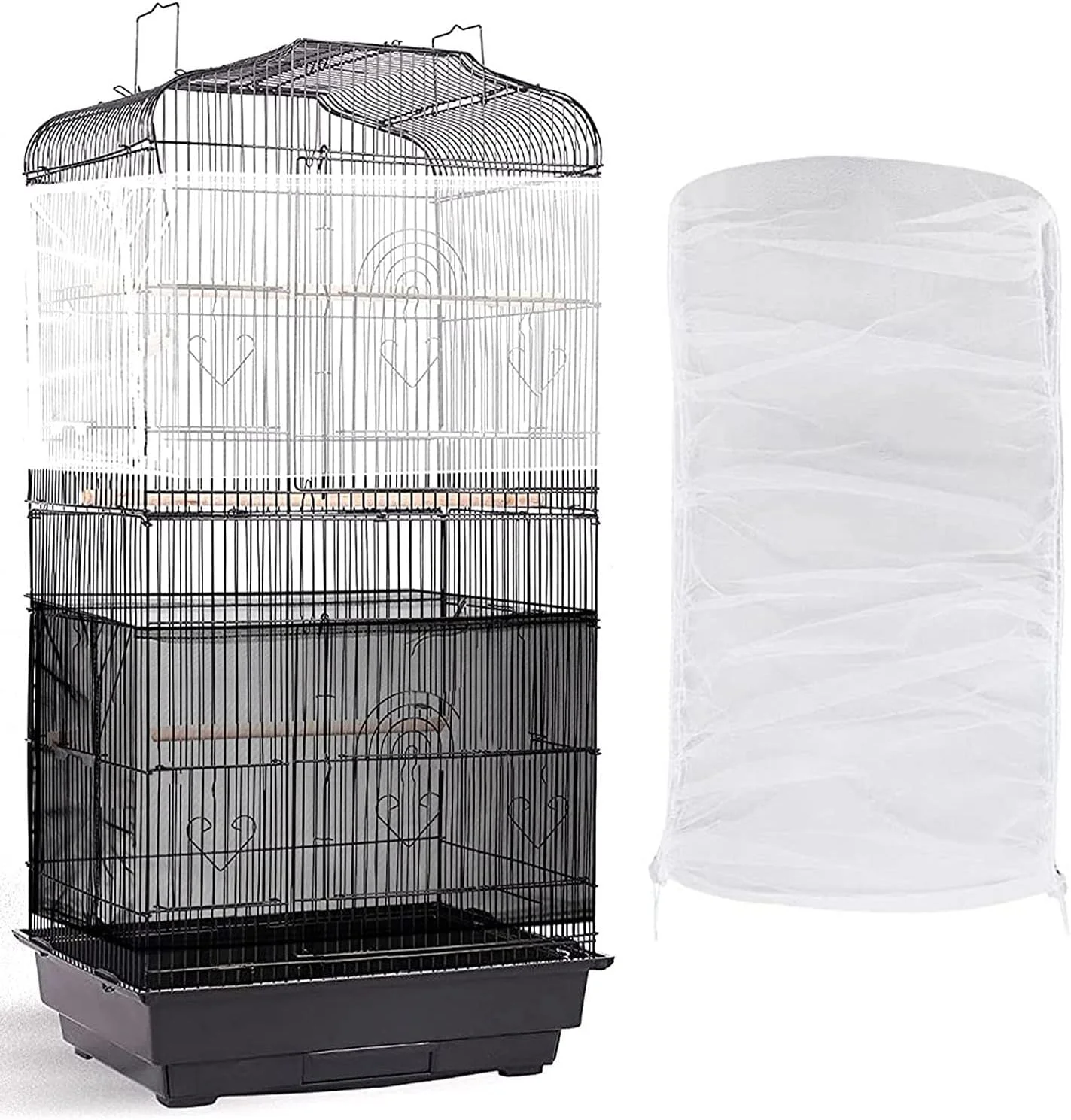 روکش قفس پرنده واواسیا، توری مشبک نایلونی نرم و قابل تنظیم برای جلوگیری از پخش شدن دانه و پر