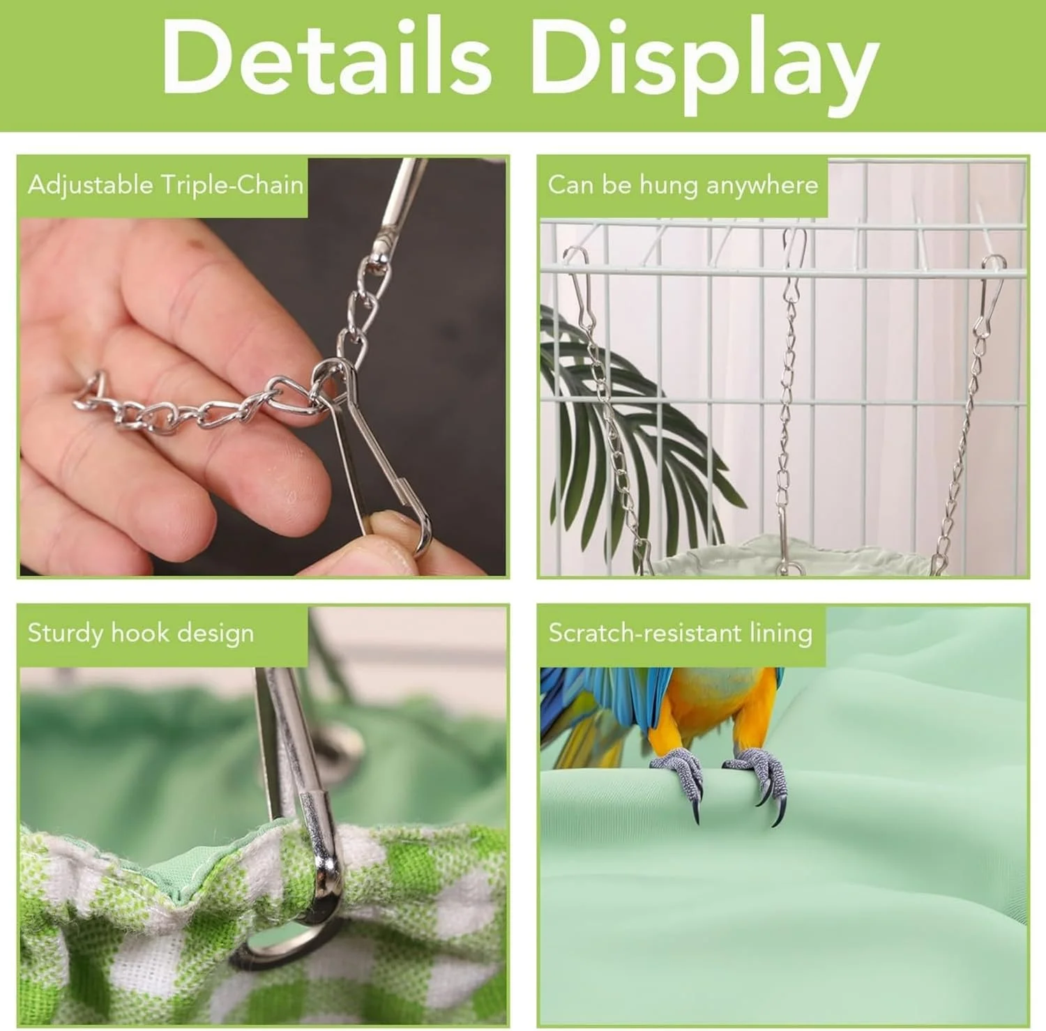 2 عدد تخت پرنده برای قفس، ضد آب و آویز، مناسب برای لانه های پرندگان کوچک، خانه تخت خواب راحت برای طوطی های کانور، خاکستری آفریقایی، مرغ عشق، قناری، فنچ، لوازم جانبی قفس پرنده