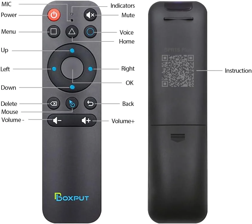 موس هوایی بی سیم 2.4G باکس پوت BPR1S Plus با کنترل از راه دور صوتی، ژیروسکوپ یادگیری IR، کنترلر از راه دور بی سیم برای رایانه شخصی، تلویزیون هوشمند، اندروید باکس، HTPC، لپ تاپ، پروژکتور (باتری ها شامل نمی شوند)