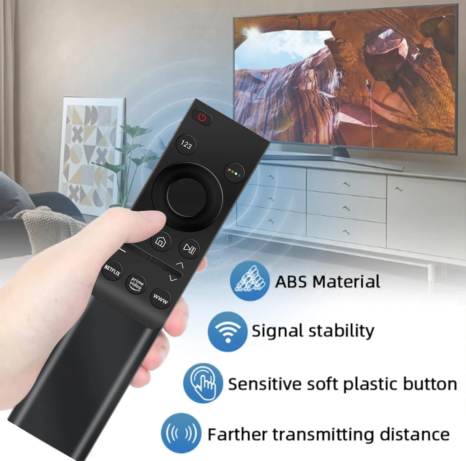 ریموت کنترل یونیورسال BN59-01358D، سازگار با تمام تلویزیون های سامسونگ از جمله LCD LED HDR QLED 4K UHD مدل های 2021، دارای دکمه های نتفلیکس، پرایم ویدیو، WWW ریموت کنترل یونیورسال BN59-01358D، سازگار با تمام تلویزیون های سامسونگ از جمله LCD LED HDR QLED 4K UHD مدل های 2021، دارای دکمه های نتفلیکس، پرایم ویدیو، WWW