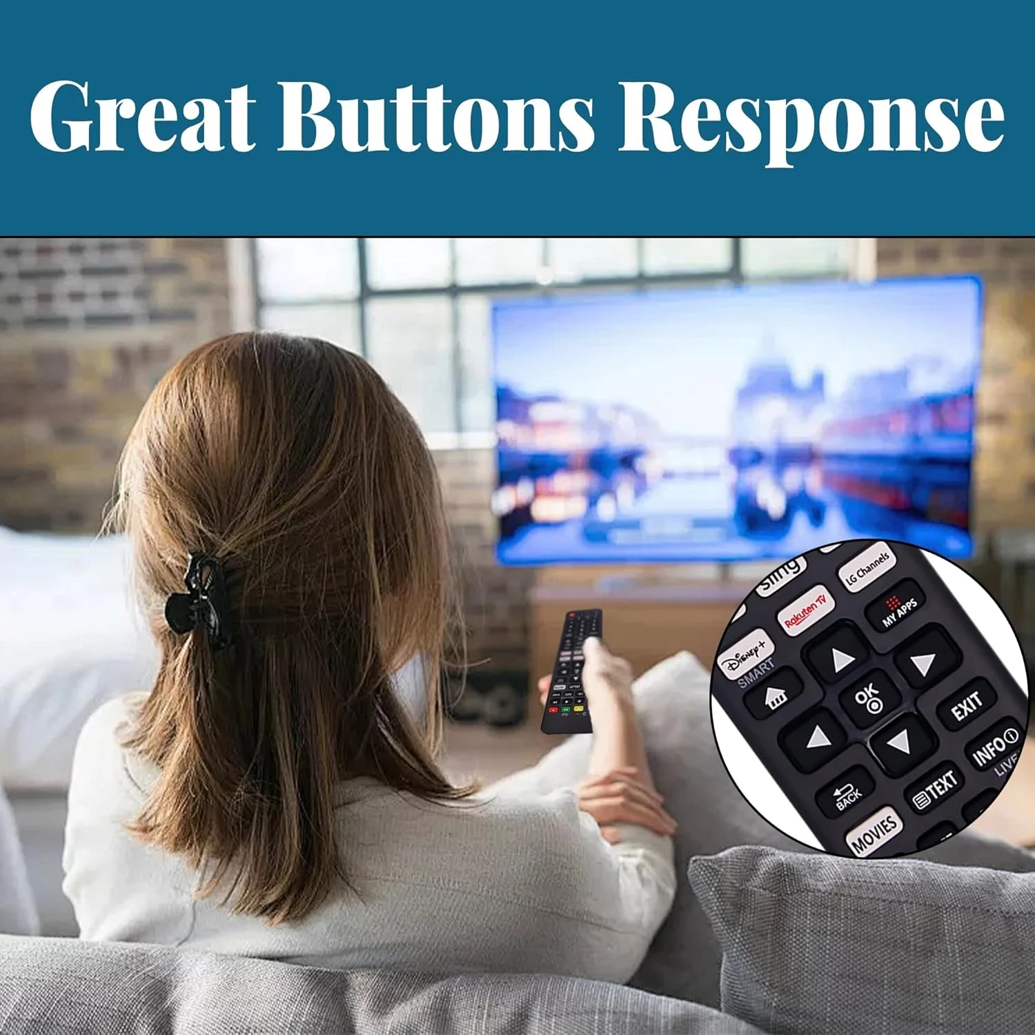 ریموت کنترل یونیورسال BIGTHREE، ریموت کنترل تلویزیون ال جی، جایگزین برای تمام ریموت کنترل های تلویزیون هوشمند ال جی سازگار با تمام تلویزیون های ال ای دی اچ دی تی وی HDR بدون نیاز به تنظیمات