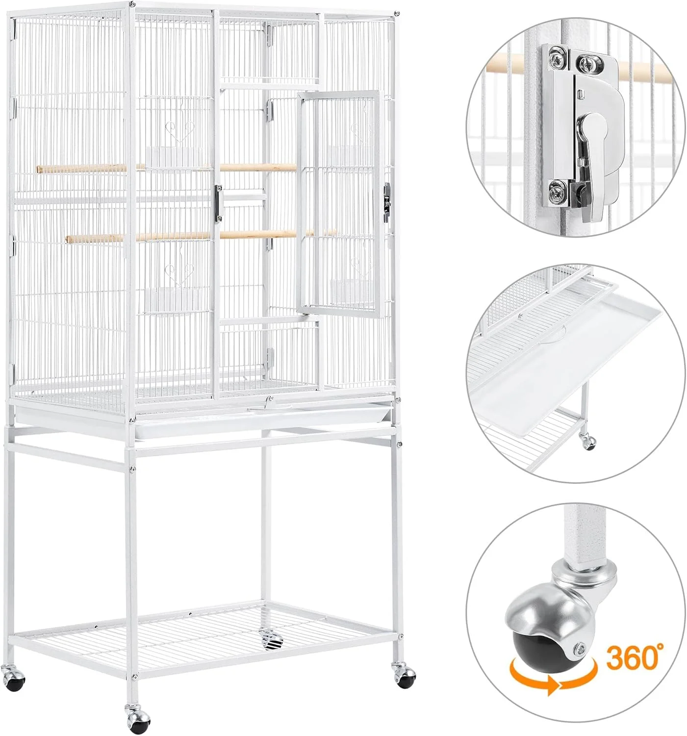 قفس بزرگ پرنده یاهیتک 54 اینچی برای طوطی ها، ماکائو، عروس هلندی، پاراکیت خورشیدی، مرغ عشق، گرین چیک کانور، کاسکو آفریقایی، کوآکر کوچک، طوطی آمازون با پایه چرخدار، سفید قفس بزرگ پرنده یاهیتک 54 اینچی برای طوطی ها، ماکائو، عروس هلندی، پاراکیت خورشیدی، مرغ عشق، گرین چیک کانور، کاسکو آفریقایی، کوآکر کوچک، طوطی آمازون با پایه چرخدار، سفید