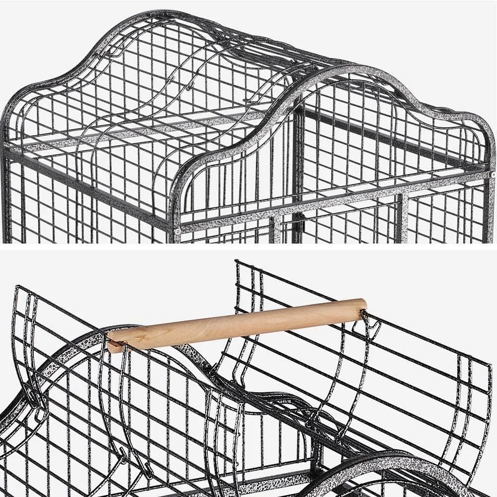 قفس پرنده بسیار بزرگ Yaheetech با ارتفاع 160 سانتی متر، قفس پرنده با سقف باز برای طوطی خاکستری آفریقایی/طوطی آمازون/کایک/ماکائو با چرخ های 360 درجه قفس پرنده بسیار بزرگ Yaheetech با ارتفاع 160 سانتی متر، قفس پرنده با سقف باز برای طوطی خاکستری آفریقایی/طوطی آمازون/کایک/ماکائو با چرخ های 360 درجه