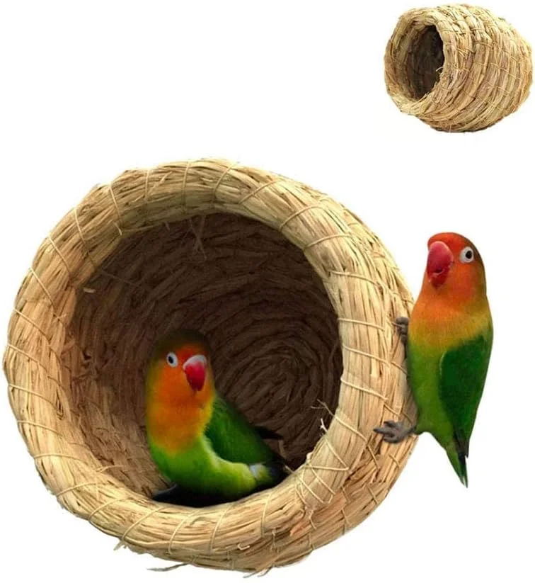 آشیانه پرنده دستباف Xspring، 2 عدد خانه پرنده حصیری طبیعی با 3 بند، شبیه سازی فیبر طبیعی دست ساز (متوسط) آشیانه پرنده دستباف Xspring، 2 عدد خانه پرنده حصیری طبیعی با 3 بند، شبیه سازی فیبر طبیعی دست ساز (متوسط)