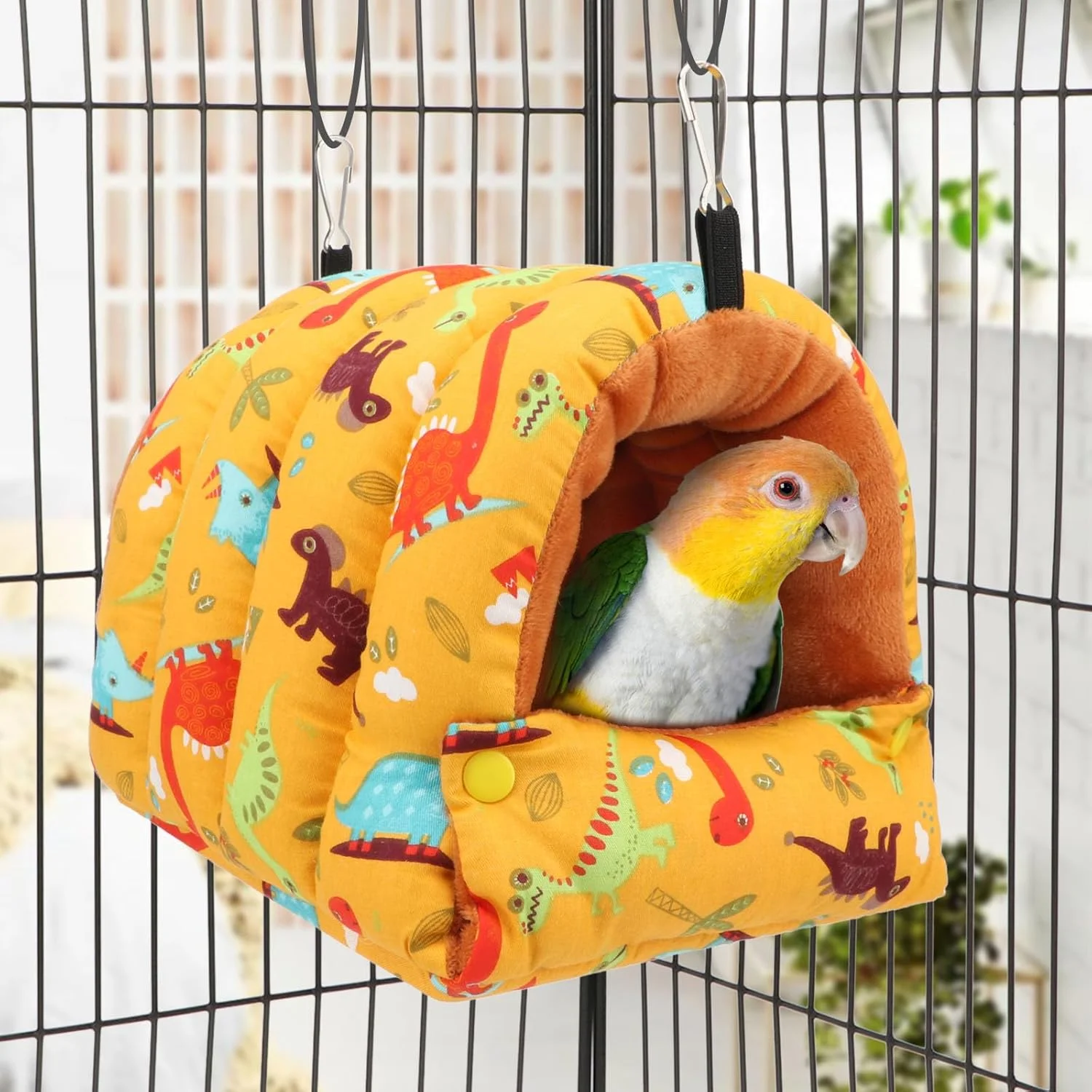 لانه پرنده Wontee، خانه گرم زمستانی، کلبه دنج، تخت پرنده، هاموک آویز برای طوطی ها، مرغ عشق ها، طوطی های کوچک، کایک، سنگال، عروس هلندی، کانور (زرد تیره، متوسط)