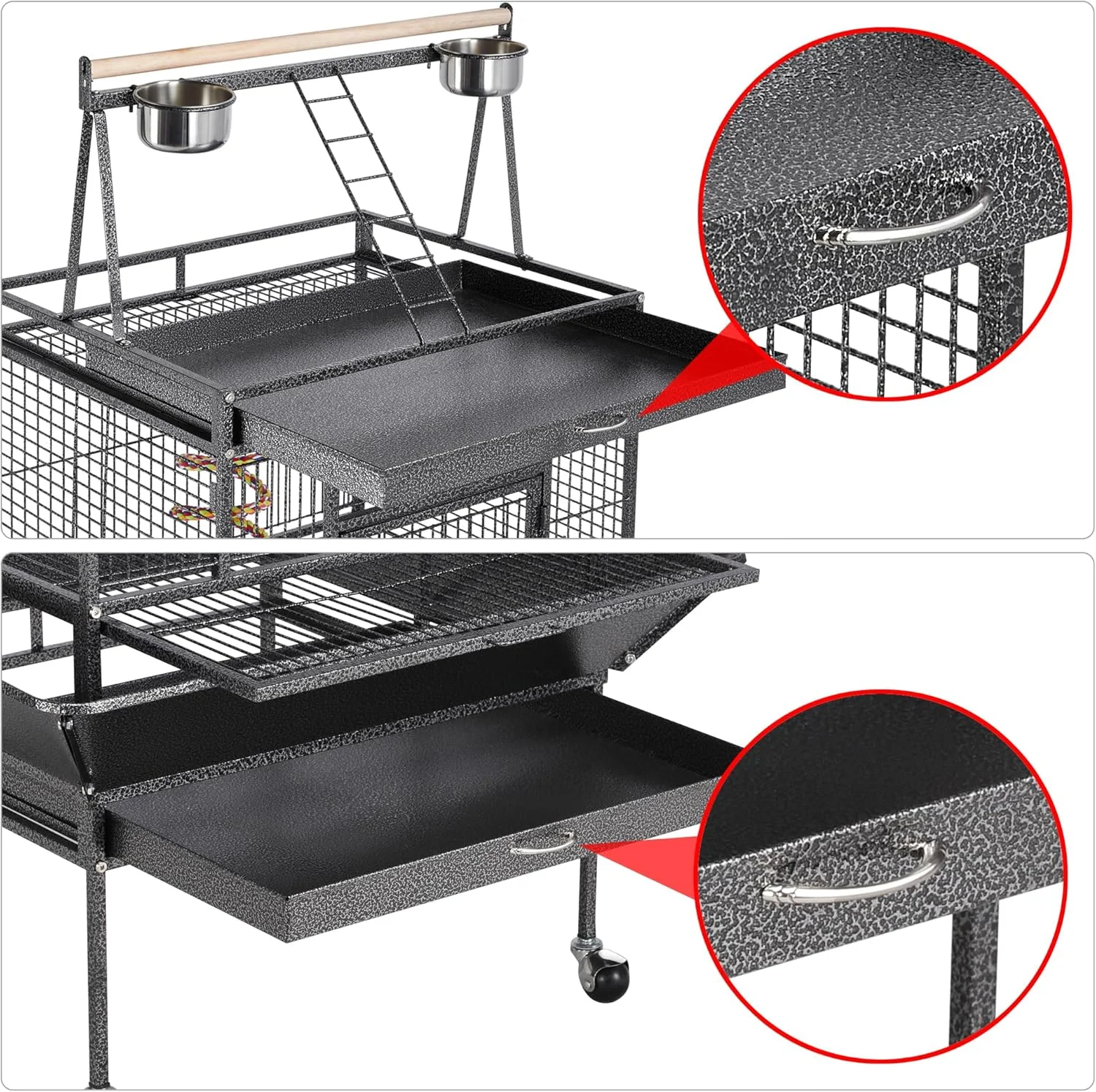 قفس پرنده بزرگ چرخ دار فلزی Yaheetech با ارتفاع 175 سانتی متر، مناسب برای طوطی خاکستری آفریقایی، کوآکر کوچک، آمازون، کاکتیل، پاراکیت خورشیدی، گرین چیک کانور، کبوتر، مرغ عشق، باجریگار، دارای قسمت بازی در بالا و پایه قفس پرنده بزرگ چرخ دار فلزی Yaheetech با ارتفاع 175 سانتی متر، مناسب برای طوطی خاکستری آفریقایی، کوآکر کوچک، آمازون، کاکتیل، پاراکیت خورشیدی، گرین چیک کانور، کبوتر، مرغ عشق، باجریگار، دارای قسمت بازی در بالا و پایه