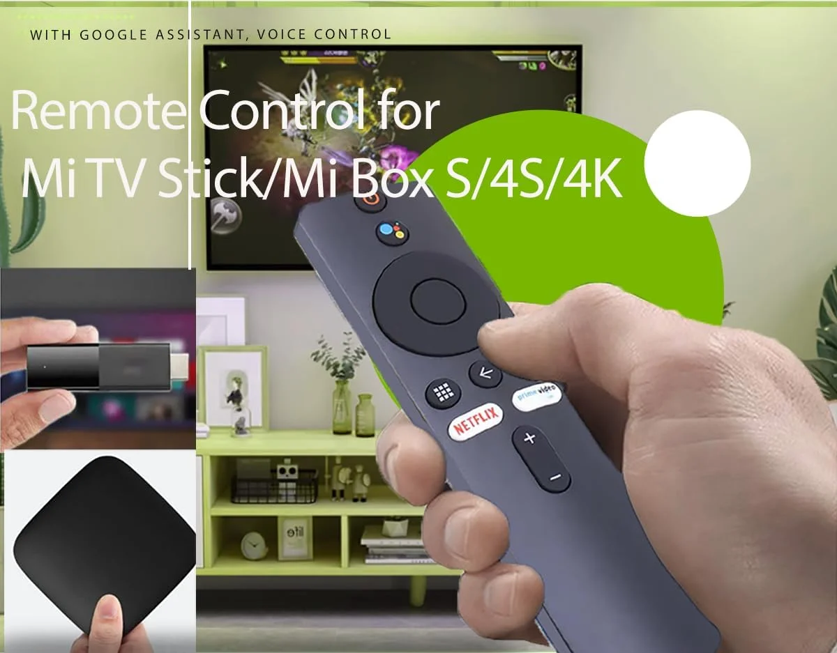 ریموت کنترل Lelukee برای شیائومی Mi TV Stick/MI Box 4S 4K، ریموت کنترل جایگزین برای شیائومی Mi TV Stick با بلوتوث و کنترل صدا