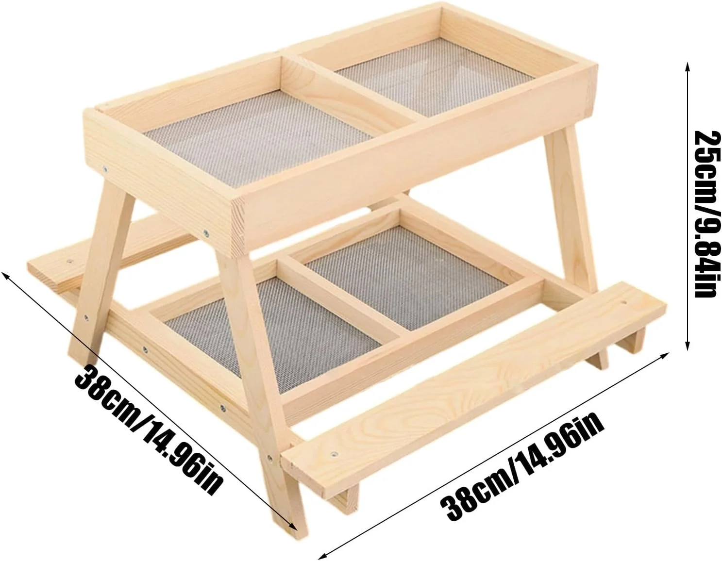 میز پیک نیک مرغ، میز دو طبقه، فیدر غذای چوبی دست ساز مرغ با 4 قسمت، برای طیور، اردک، بوقلمون، پرندگان وحشی، سنجاب ها میز پیک نیک مرغ، میز دو طبقه، فیدر غذای چوبی دست ساز مرغ با 4 قسمت، برای طیور، اردک، بوقلمون، پرندگان وحشی، سنجاب ها