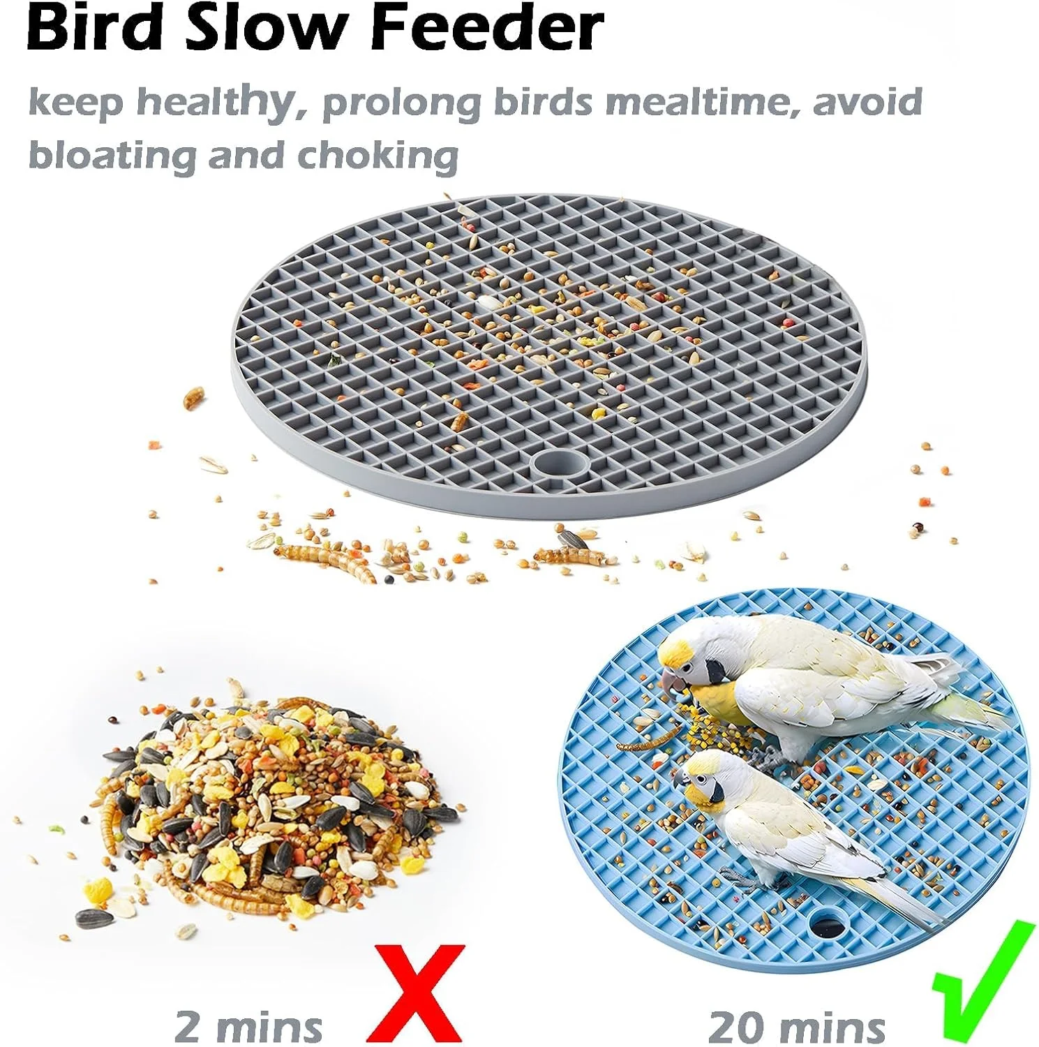 اسباب بازی های جستجوی غذا برای پرندگان، پد تغذیه آهسته، اسباب بازی پازلی تعاملی برای طوطی ها، مرغ عشق ها، عروس هلندی ها، کانورها و باجریگارها برای افزایش زمان غذا خوردن و تحریک فعالیت تغذیه، 2 عدد